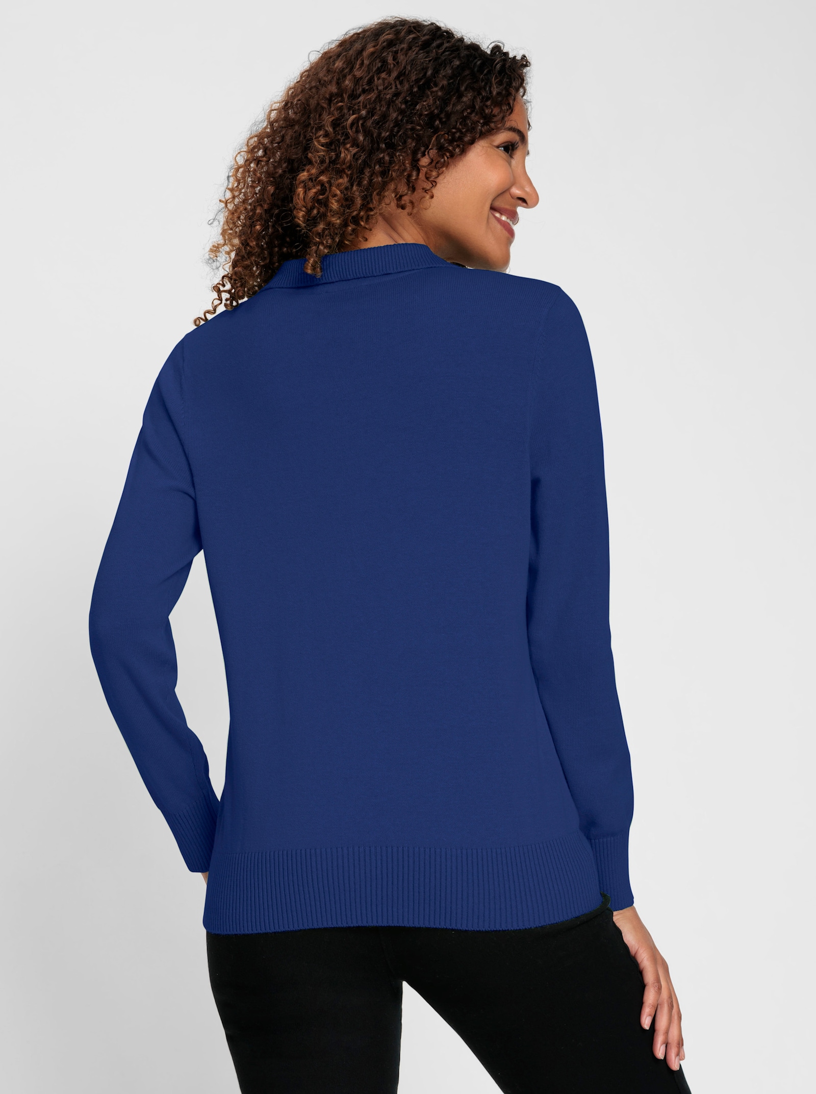 Polopullover mit kurzer Knopfleiste - royalblau