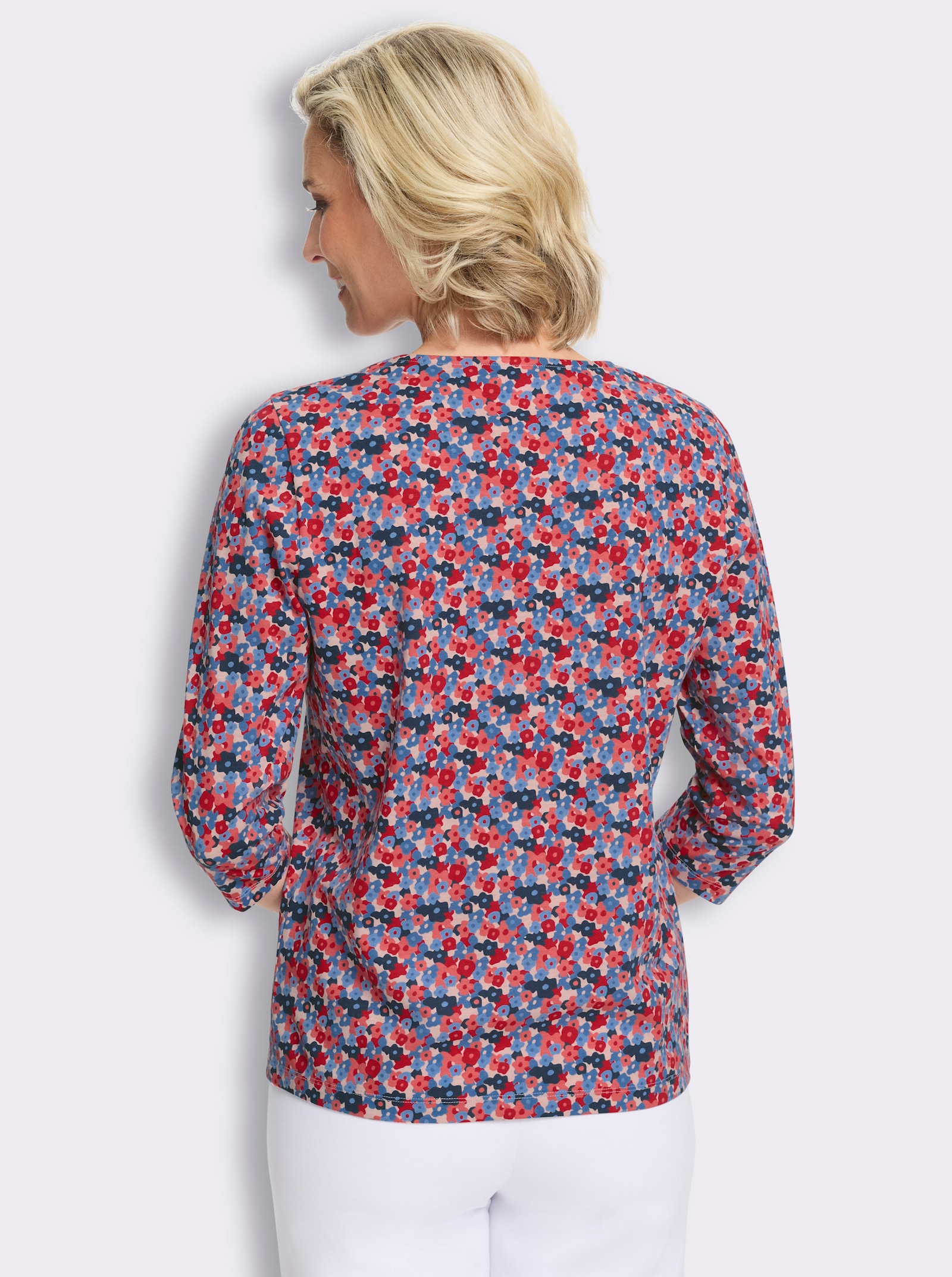 2-in-1-Shirt aus reiner Baumwolle - dunkelblau-rot-bedruckt