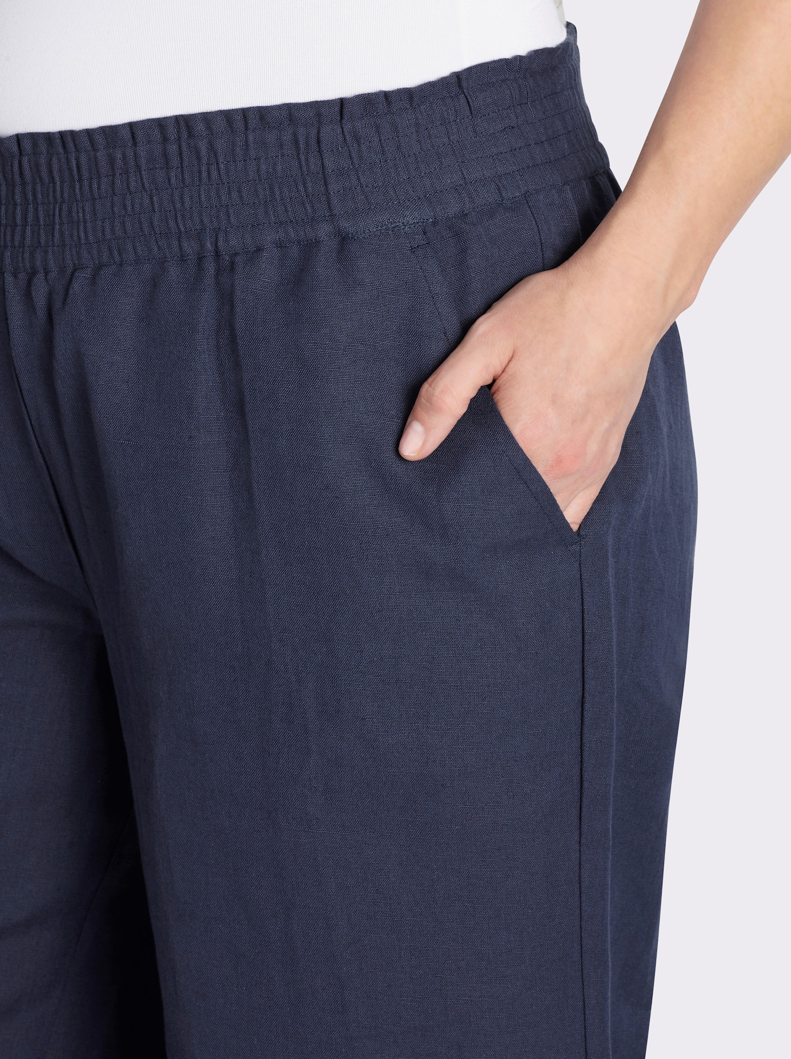 Culotte mit Leinen-Anteil - marine