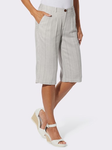 Bermudas mit Leinen-Anteil - champagner-grau-gestreift