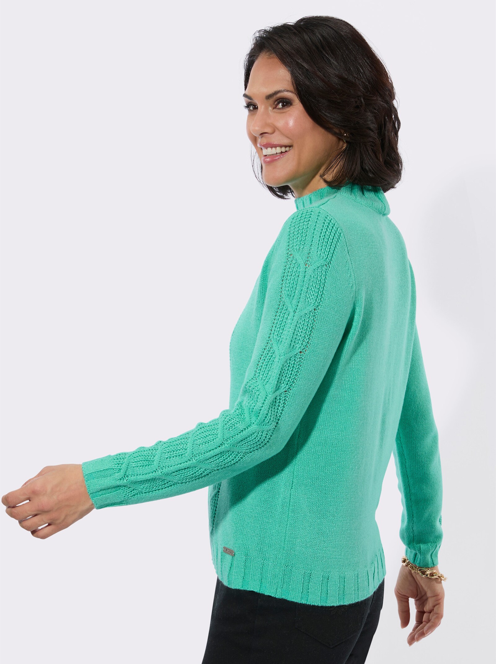 Stehkragenpullover - blaugrün