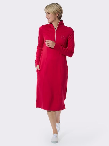 Jerseykleid mit Saumschlitzen - rot