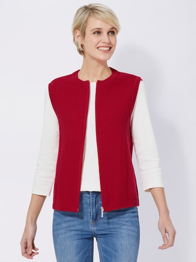 Strickweste mit Strukturmuster - rot