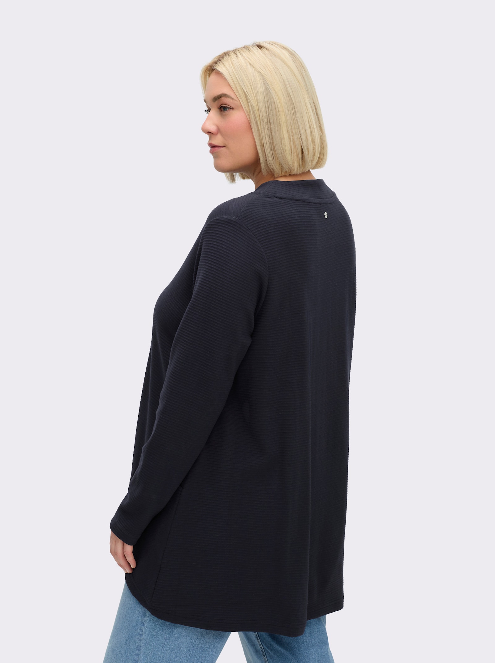 sheego Sweatshirt in A-Linie - tiefblau-gestreift