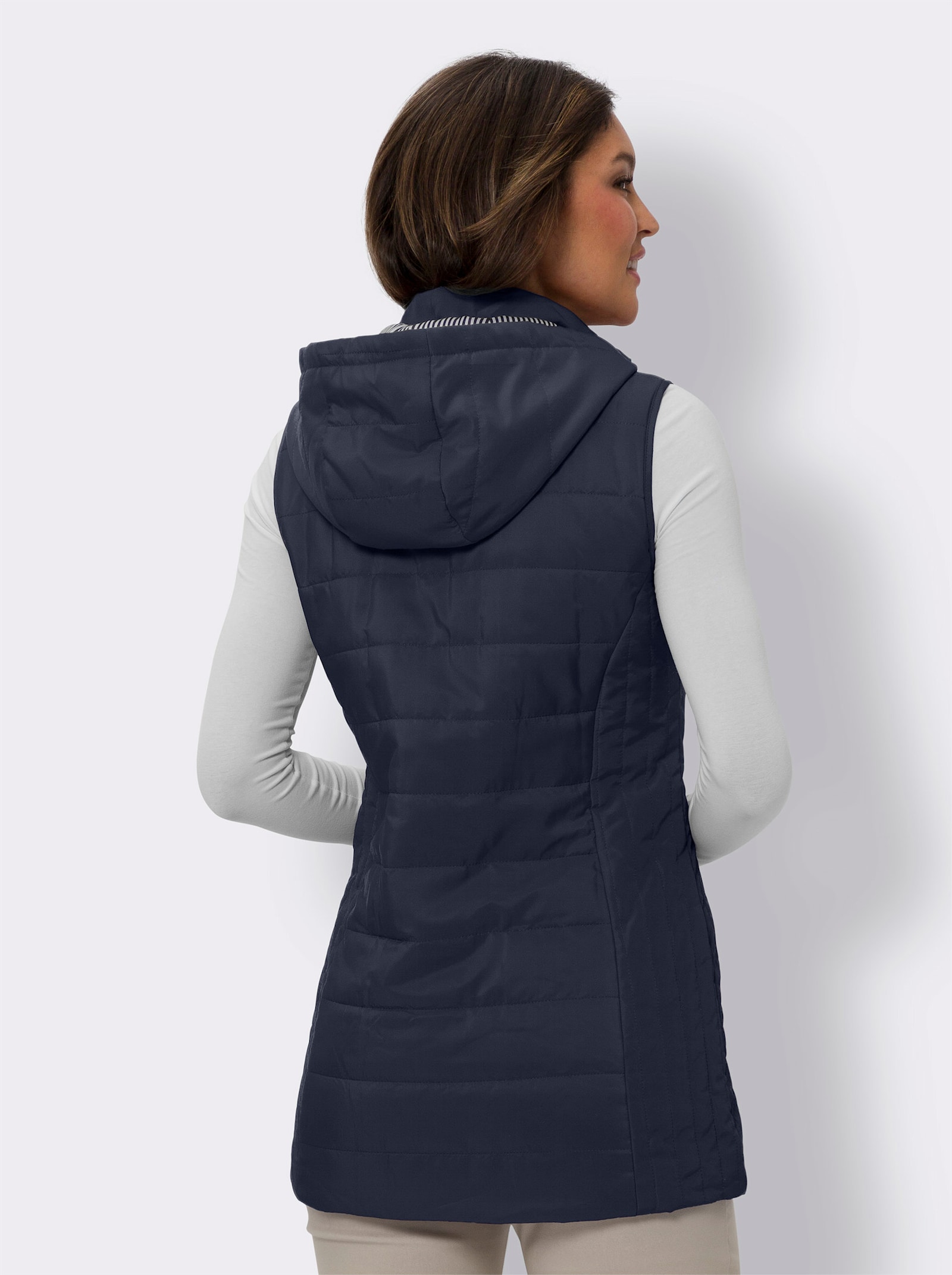 Bodywarmer met gestreepte binnenvoering - marine