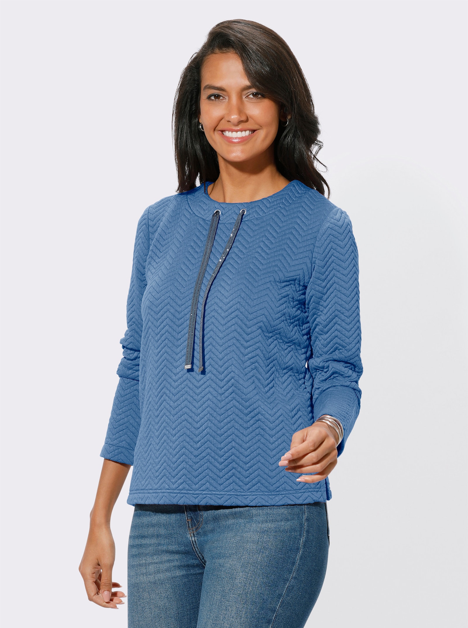 Sweatshirt mit Seitenschlitzen - mittelblau