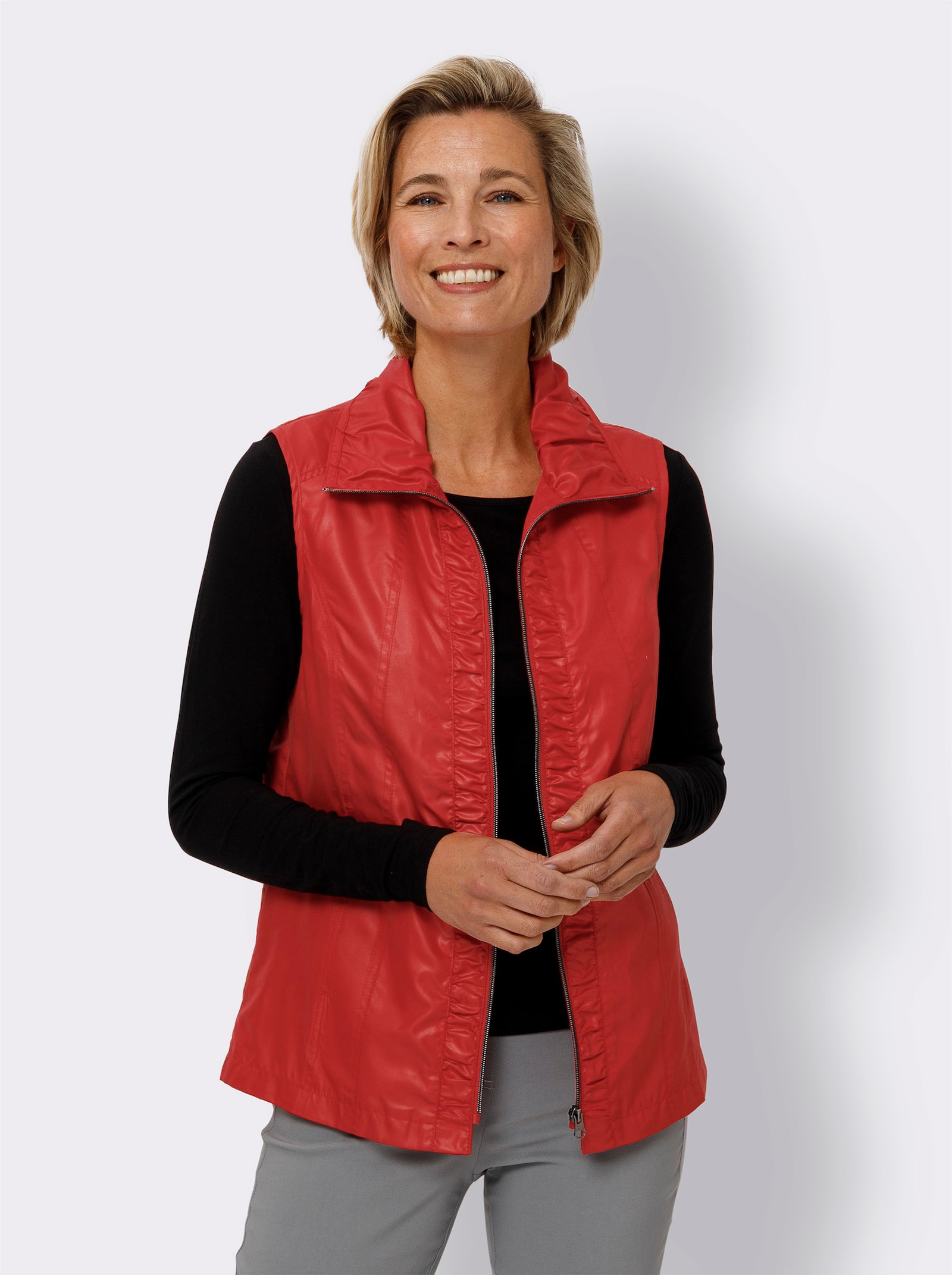 Weste mit Raffungen - rot