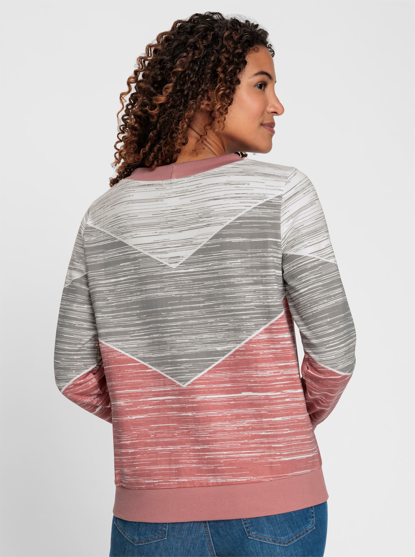 Sweatshirt mit variierbarem Rundhals-Ausschnitt - rosenholz-ecru