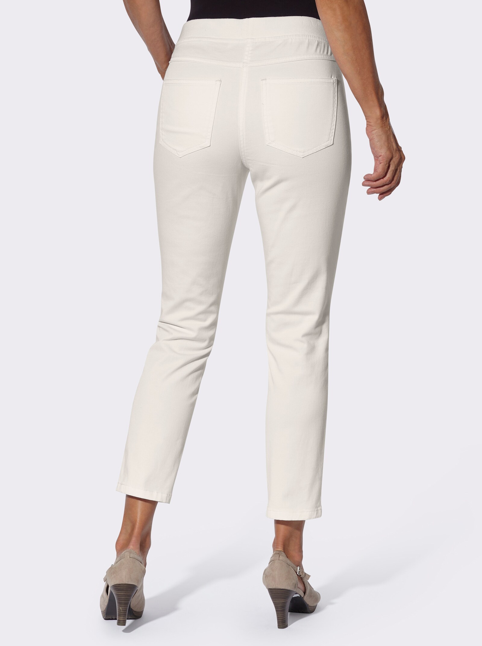 Schlupfjeans mit Stretch-Bund - weiß