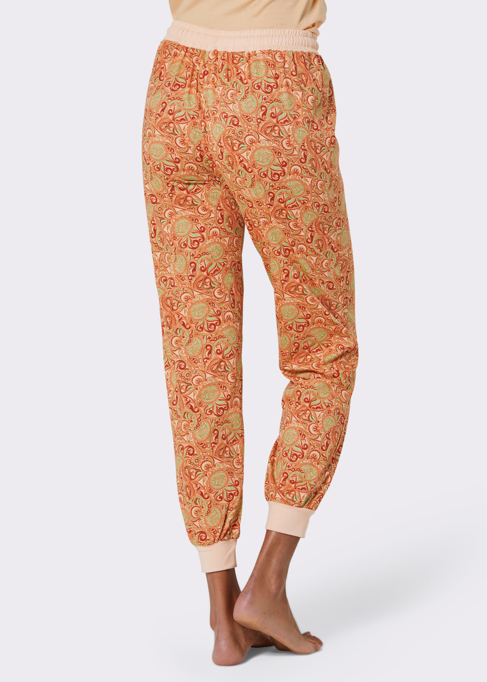wäschepur Schlafanzug-Hose - apricot-papaya-bedruckt