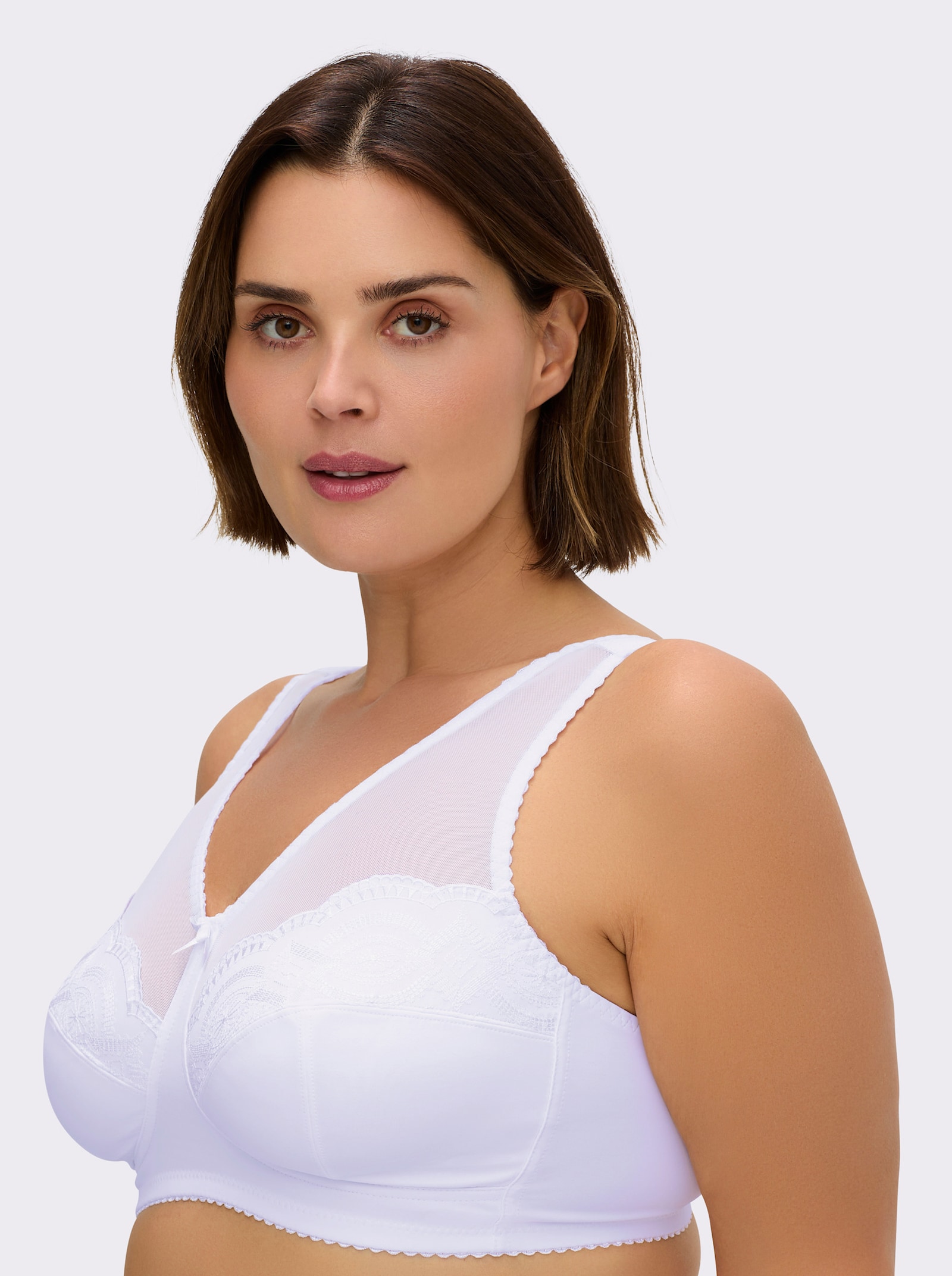 wäschepur Entlastungs-BH ohne Bügel mit Spitze - weiß + puder