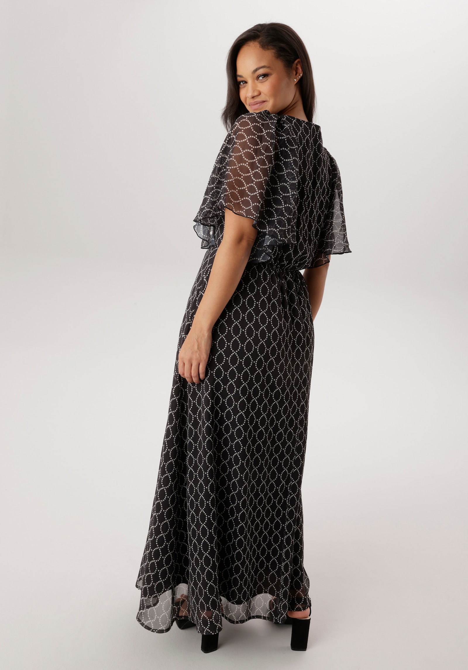 Aniston PLUS Chiffonkleid - schwarz-weiß