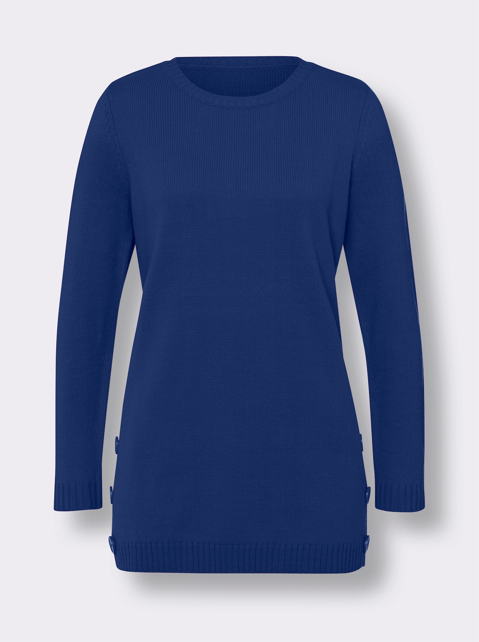 Longpullover mit Seitenschlitzen - royalblau