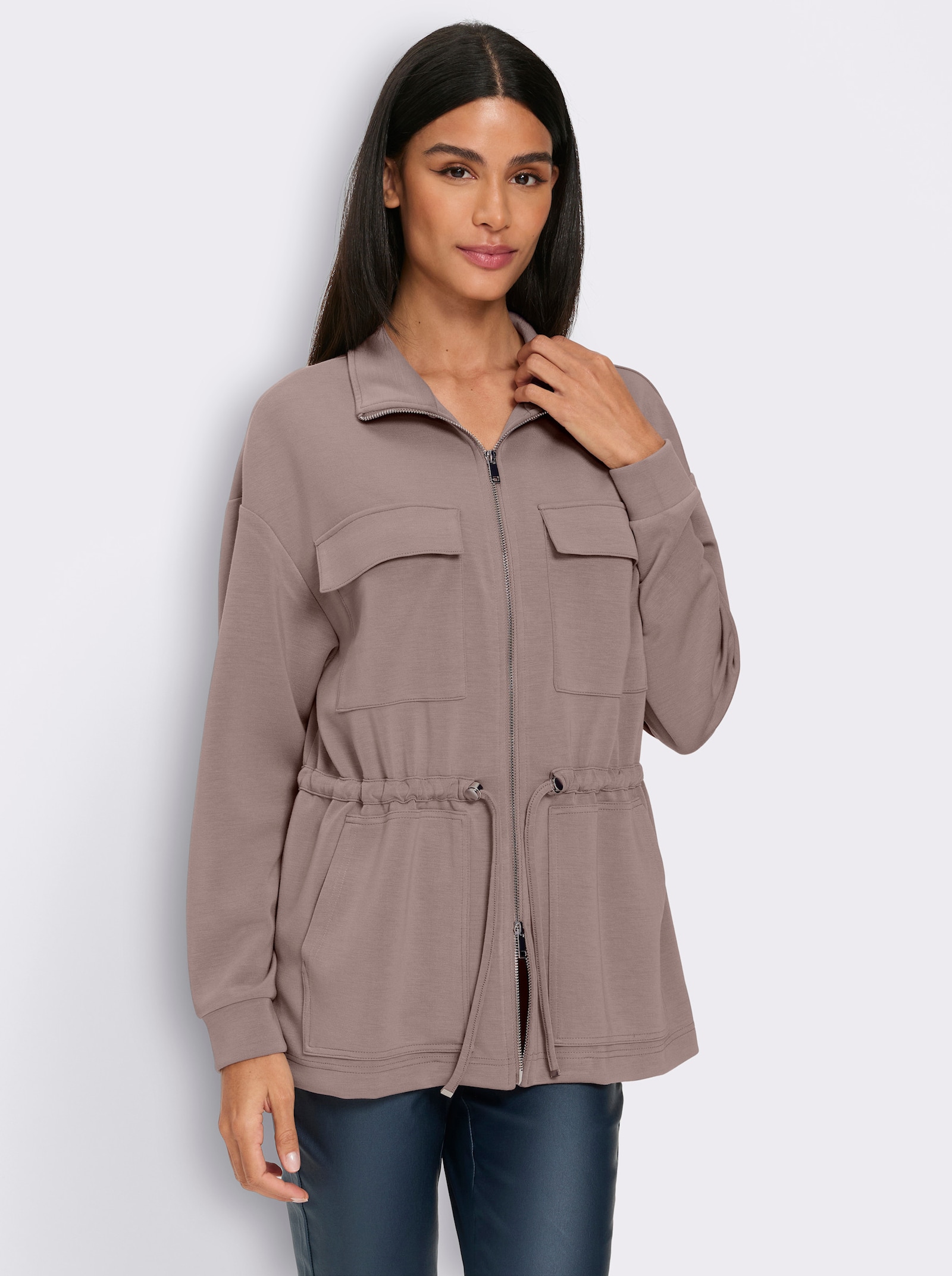 heine Jacke mit Tunnelzug in der Taille - taupe