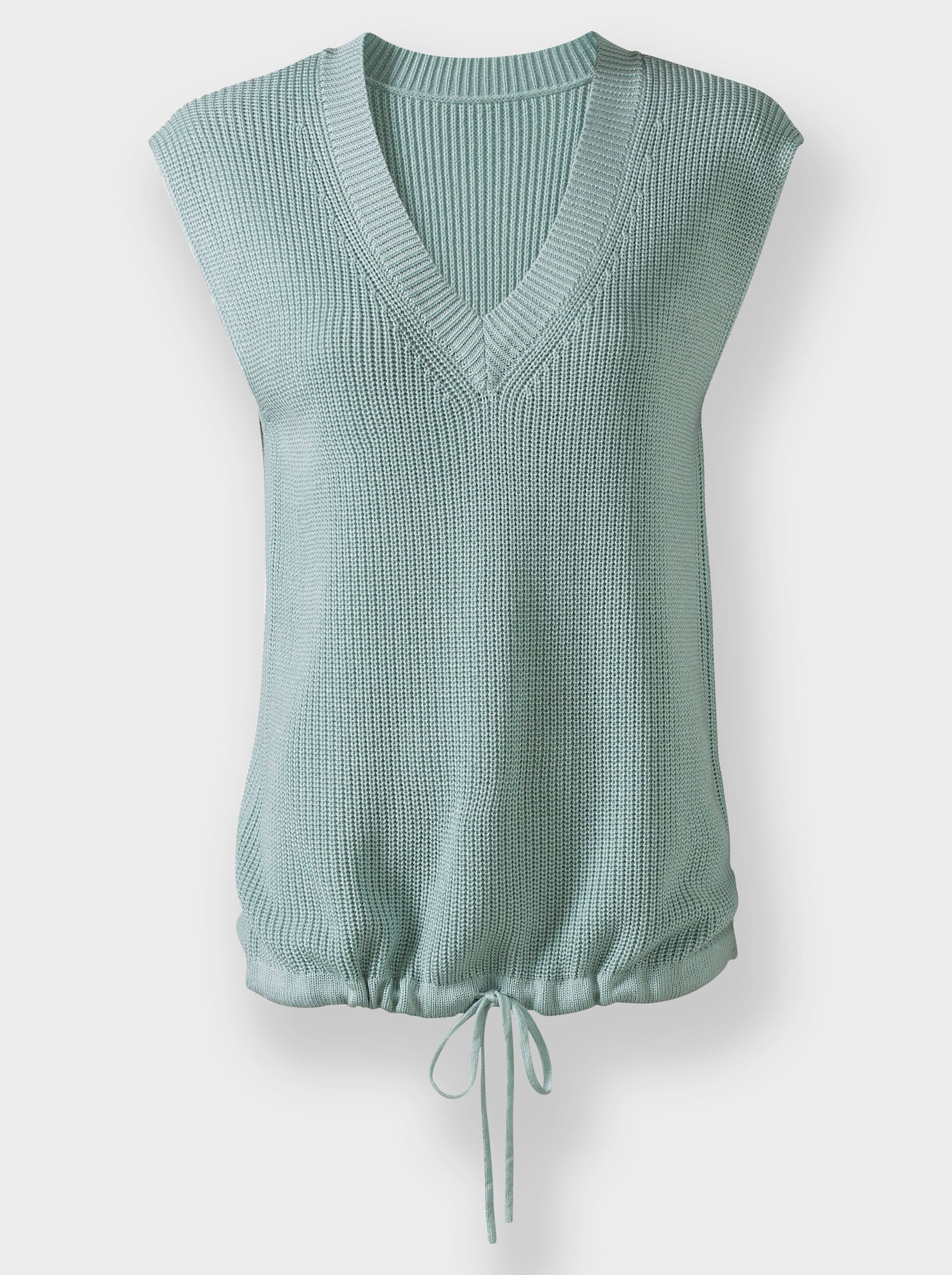 Pullunder in geripptem Strick - kalkmint