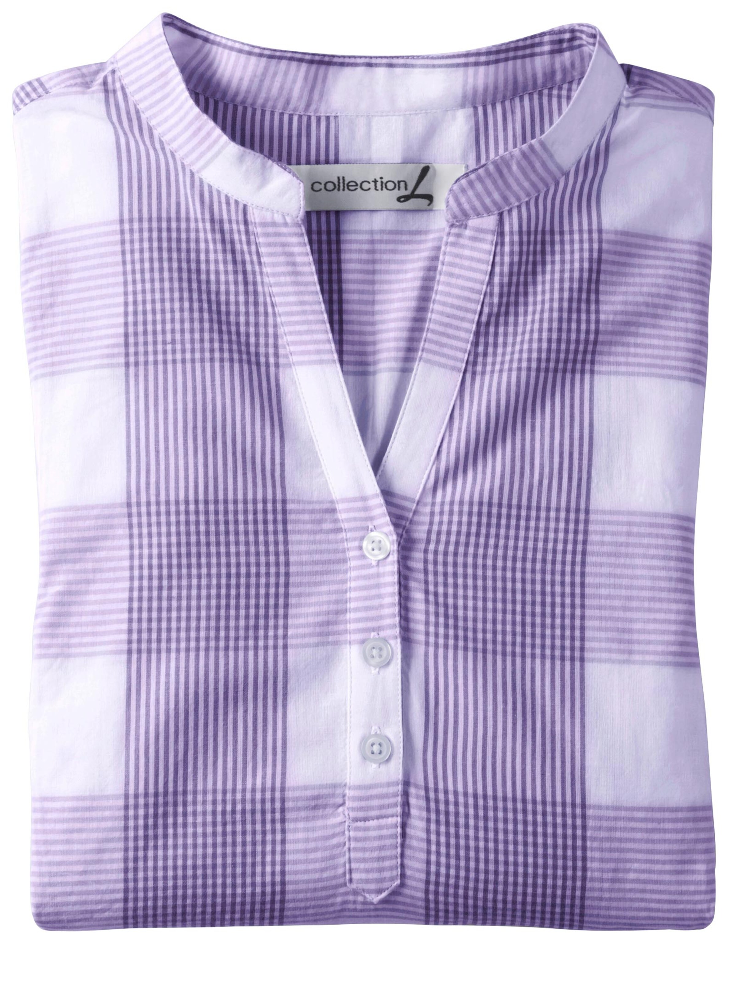 Collection L Baumwollbluse - lavendel-weiß-kariert