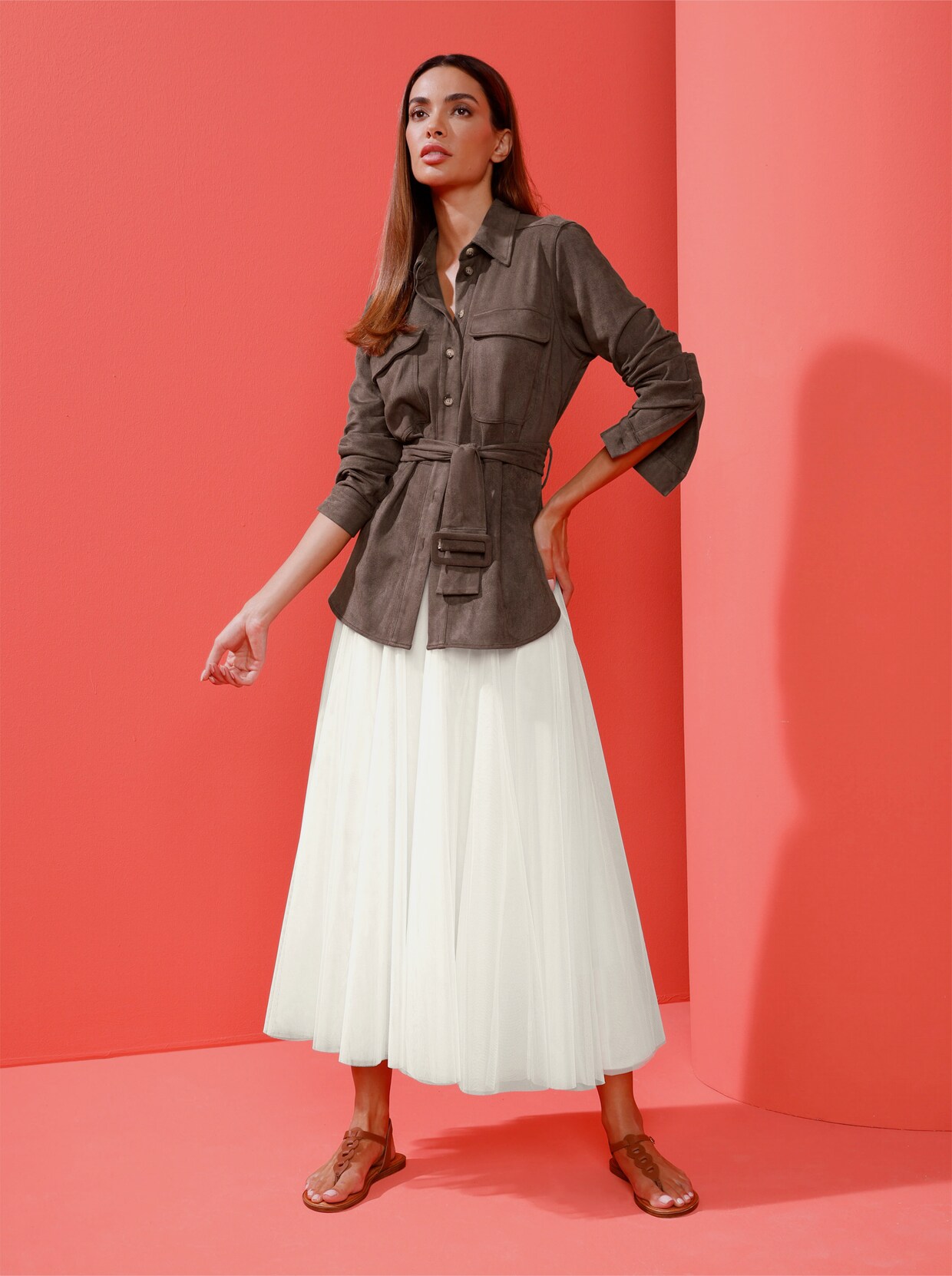 heine Hemdbluse - dunkeltaupe