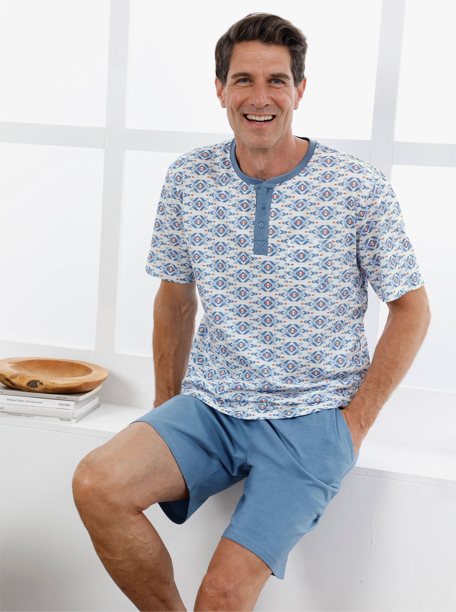 wäschepur men Shorty - mittelblau-champagner