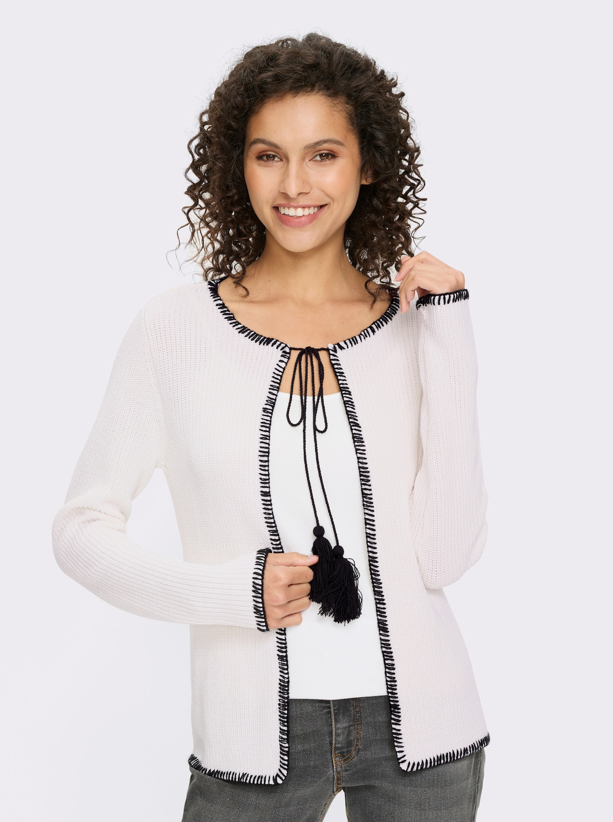 heine Strickjacke - weiß-schwarz