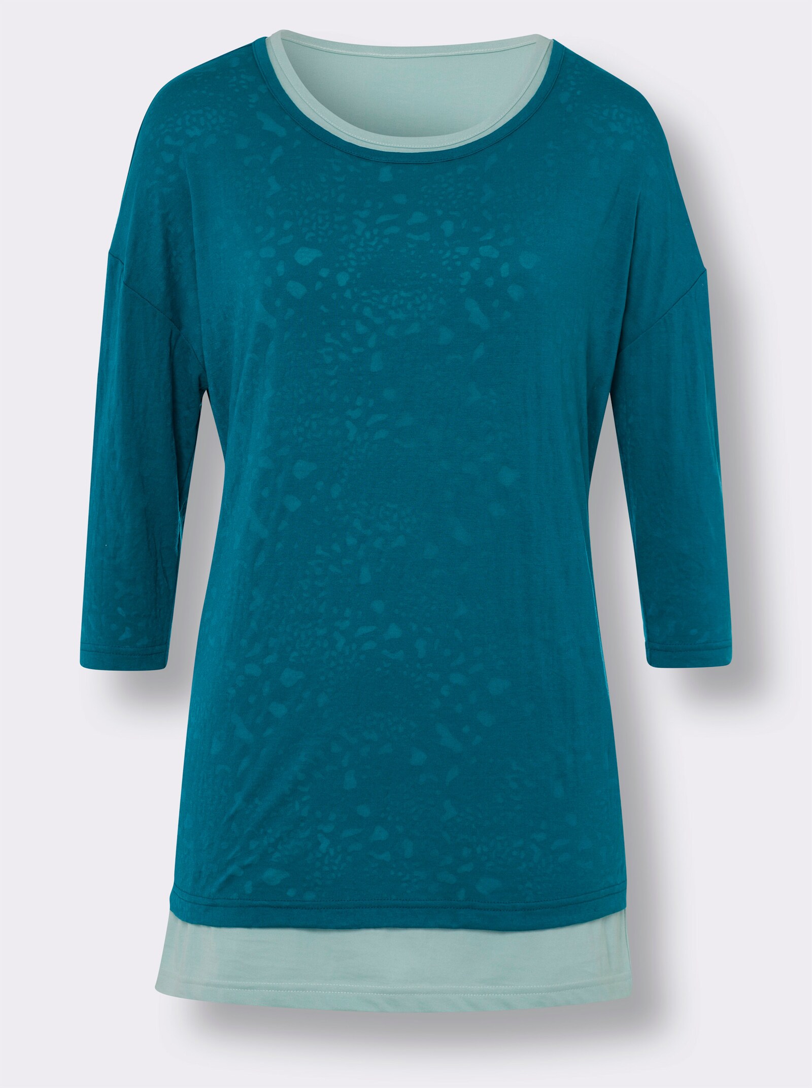 2-in-1-shirt met bijpassende top - aquapetrol + kalkmint