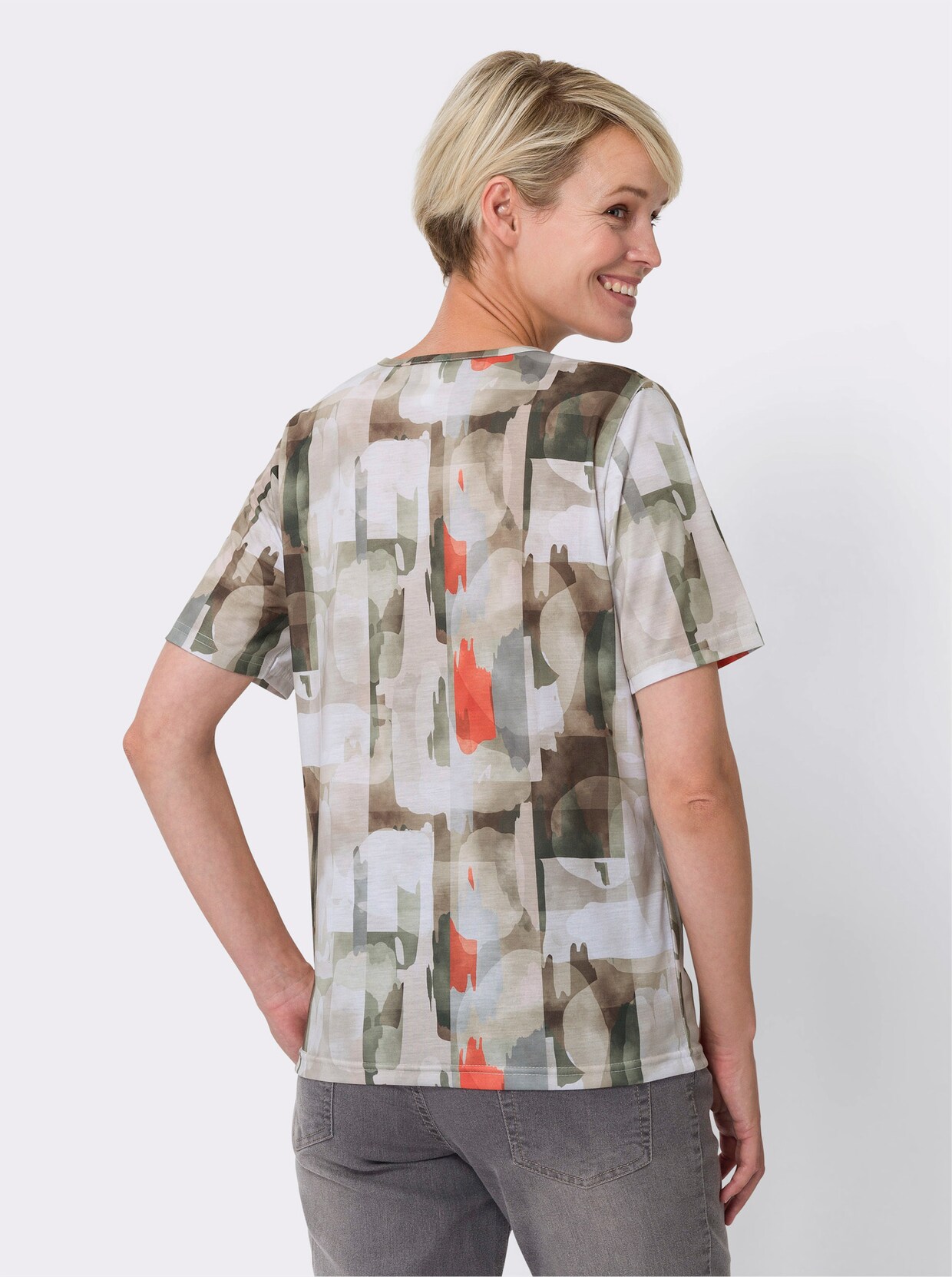 Shirt met korte mouwen - kaki/terra geprint