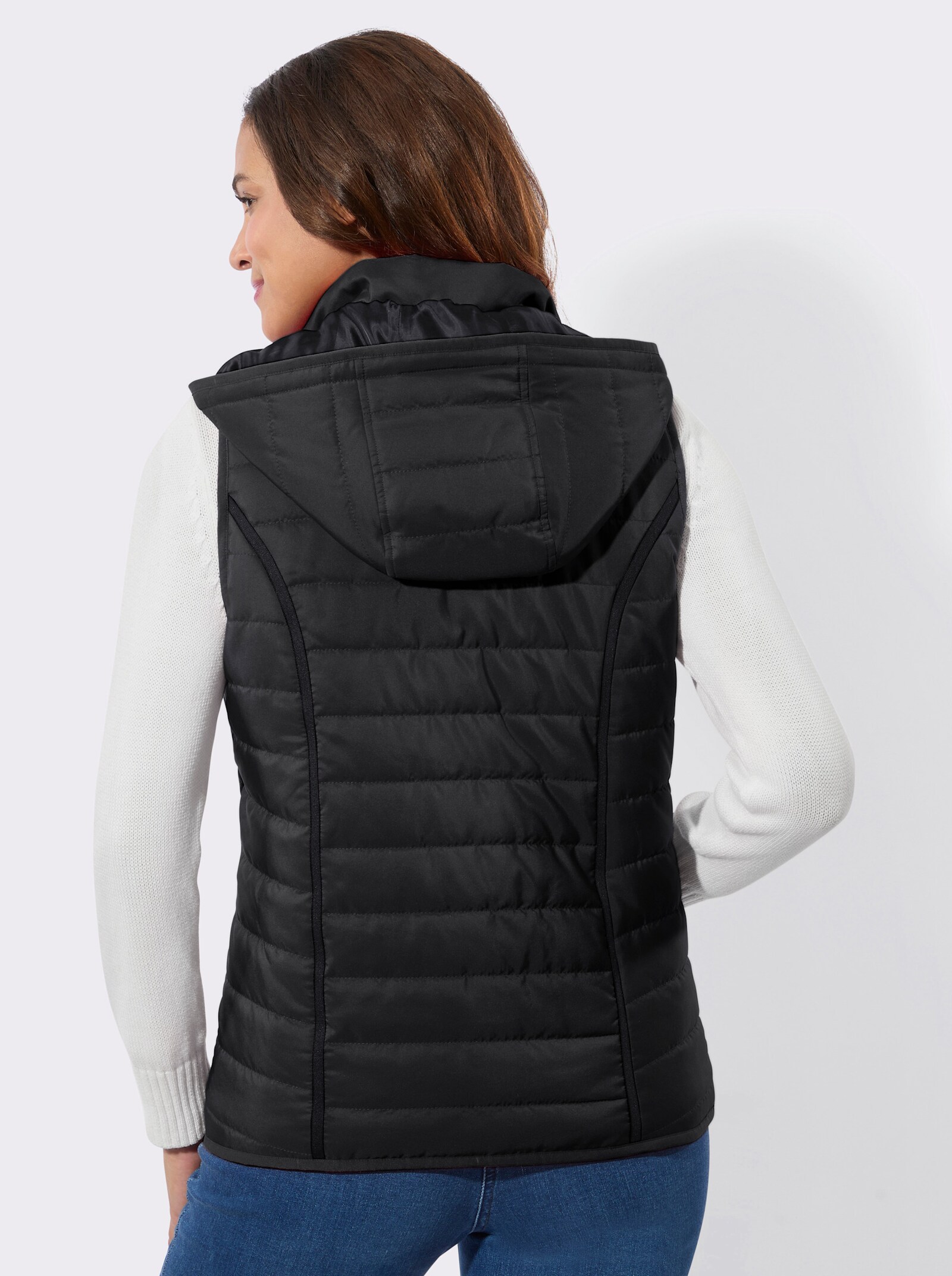 Steppweste mit abnehmbarer Kapuze - schwarz