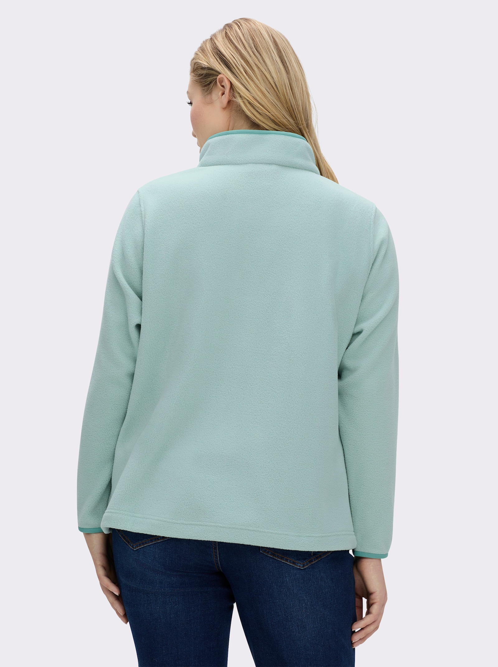 Fleeceshirt mit Stehkragen und Reißverschluss - kalkmint