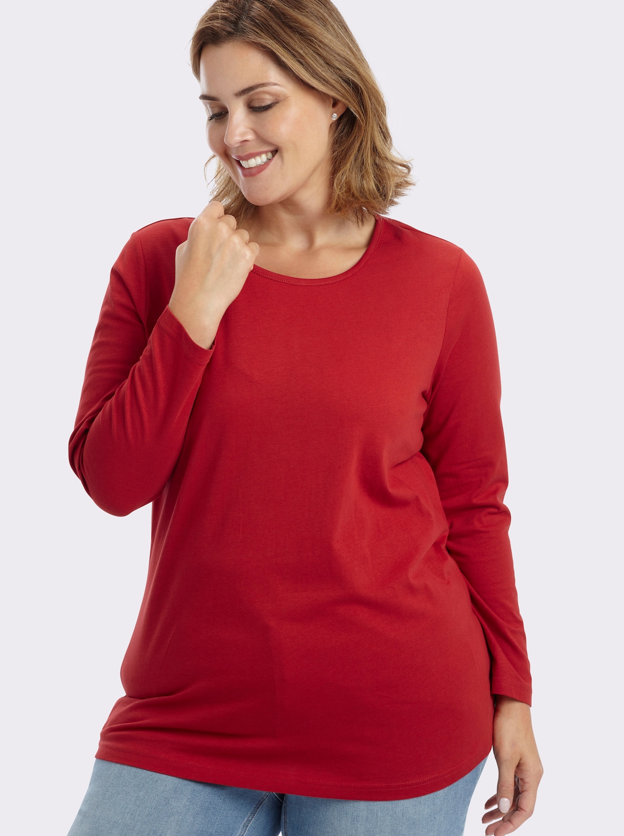 Langarmshirt in weiter Form - rot