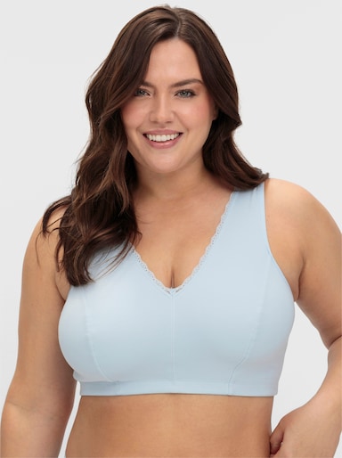 sheego Bügelloser BH in Bustier-Form, im Doppelpack - marine + hellblau