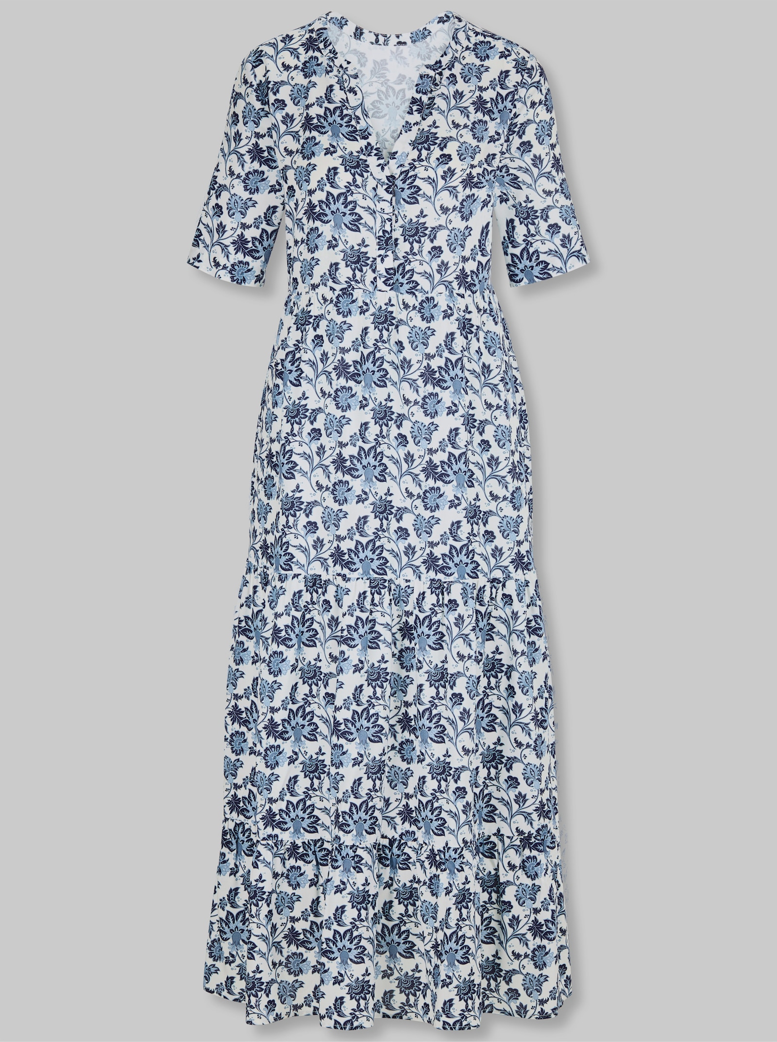 heine Druckkleid mit Ornament-Druck - ecru-jeansblau-bedruckt