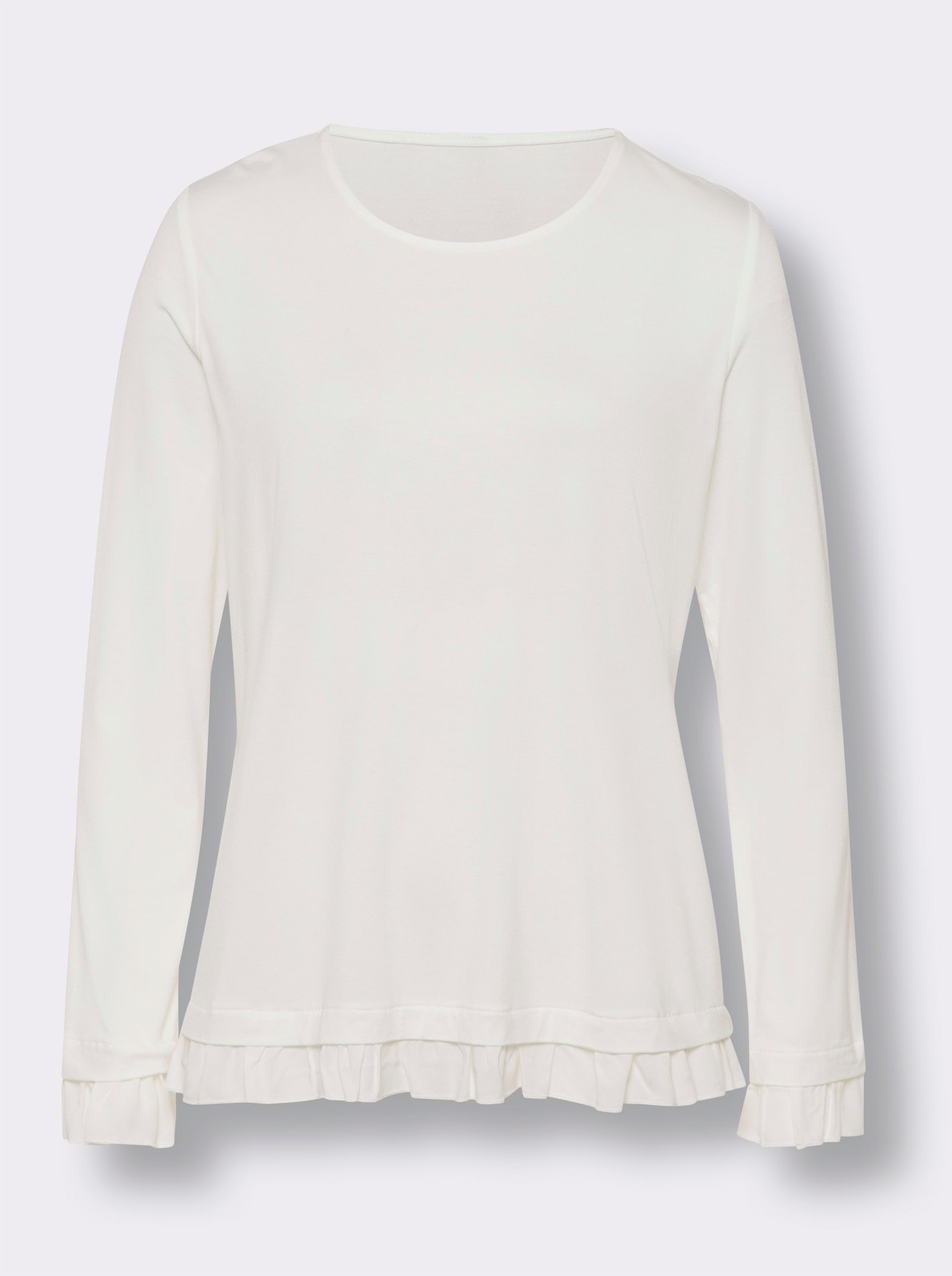 heine Rundhalsshirt mit Rüschen - ecru