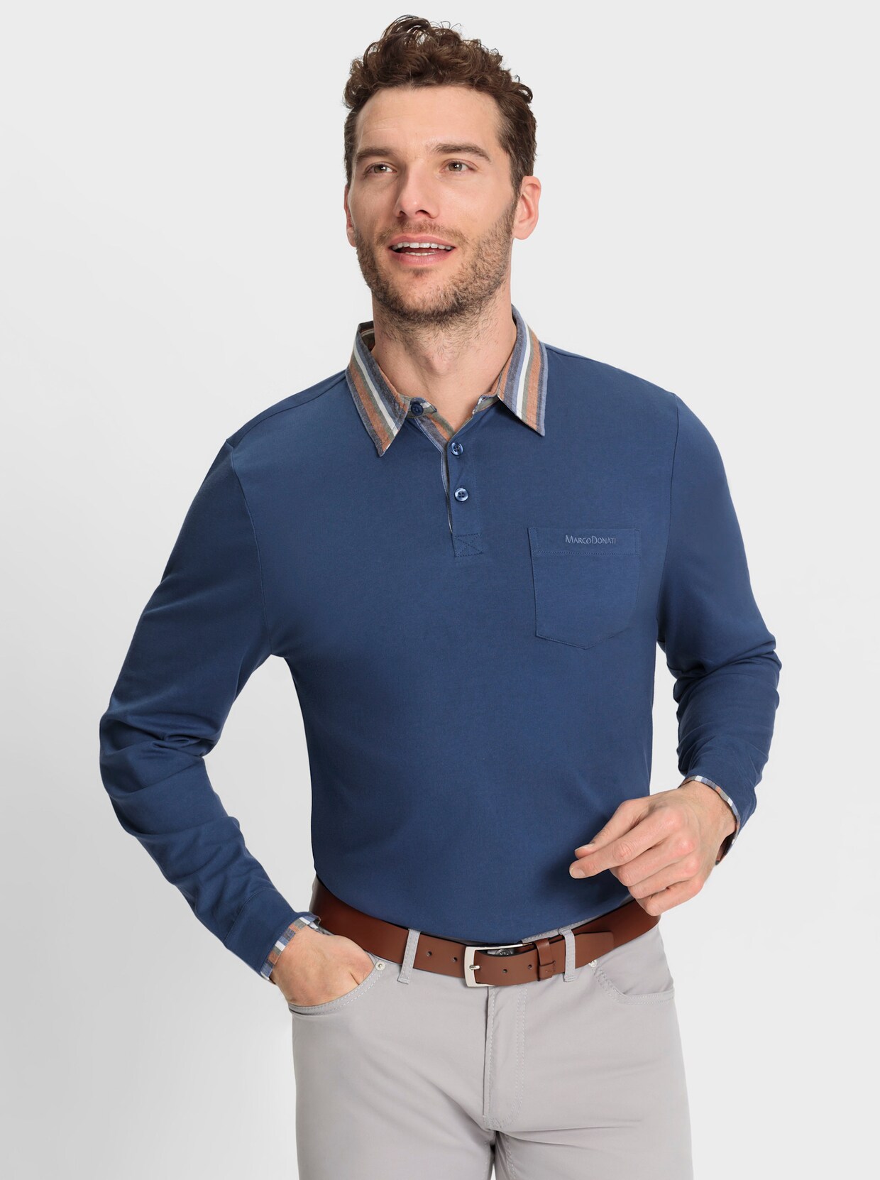 Marco Donati Shirt met lange mouwen - jeansblauw