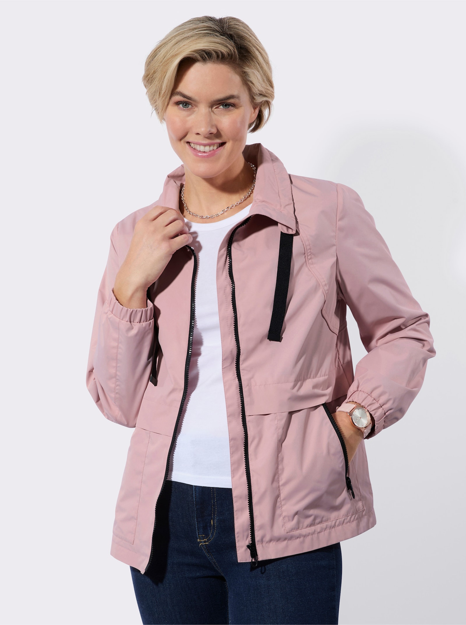 Übergangsjacke mit Kontrasten - hortensie