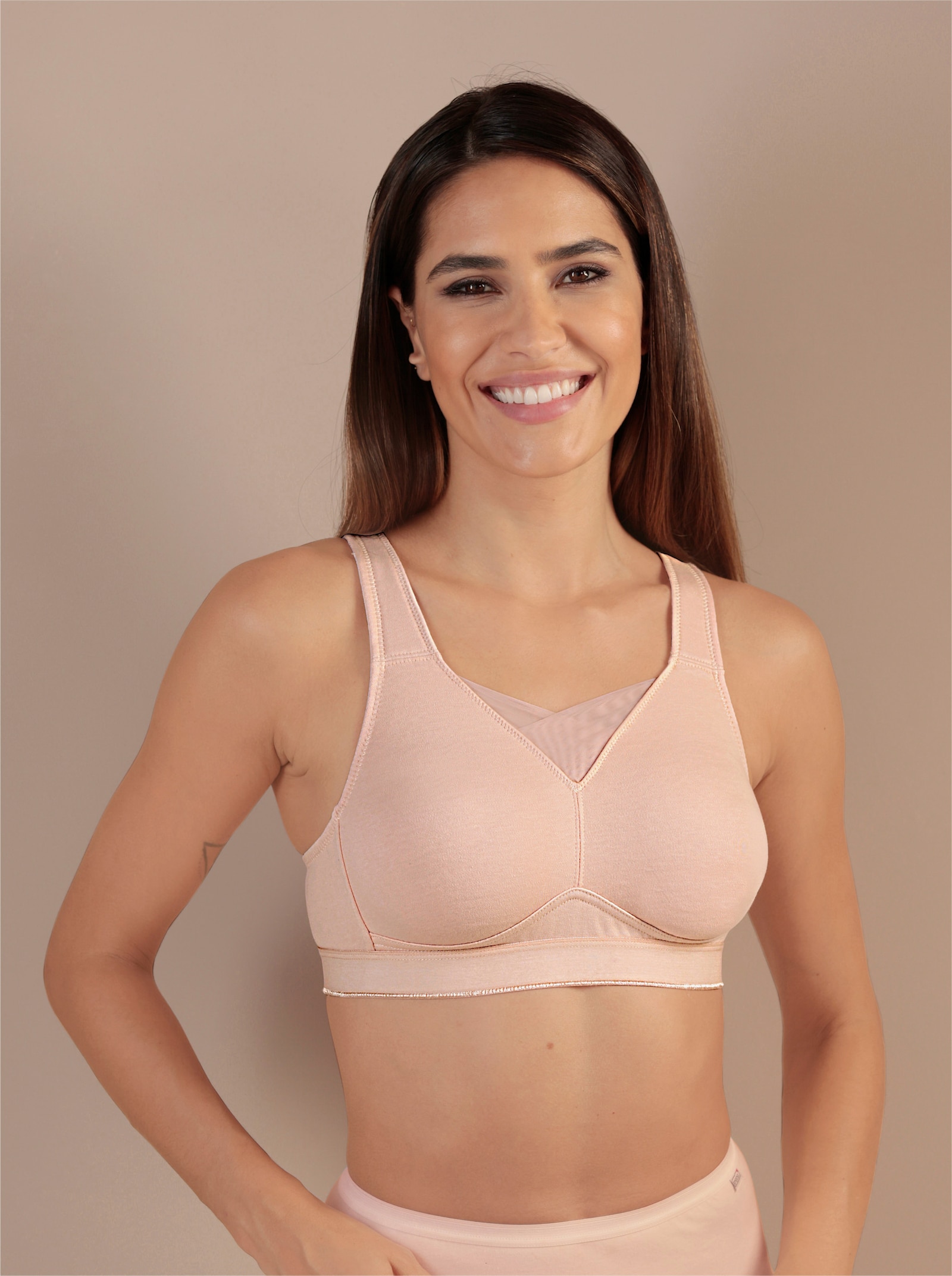 wäschepur Comfortbeha zonder beugel met comfortbandjes - poudre