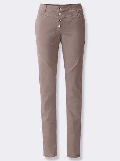 Jeans mit Knopfleiste statt Reißverschluss - taupe