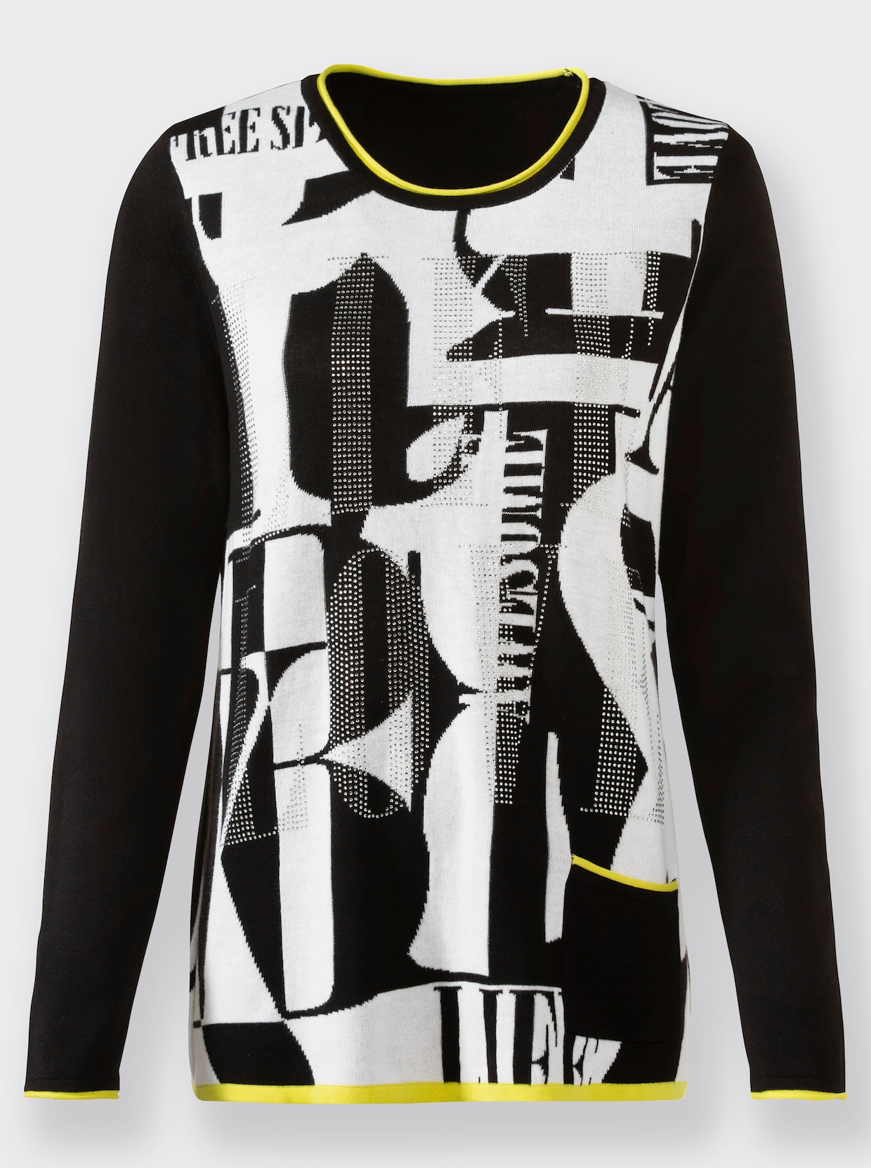 Pullover met lange mouwen - zwart/ecru gedessineerd