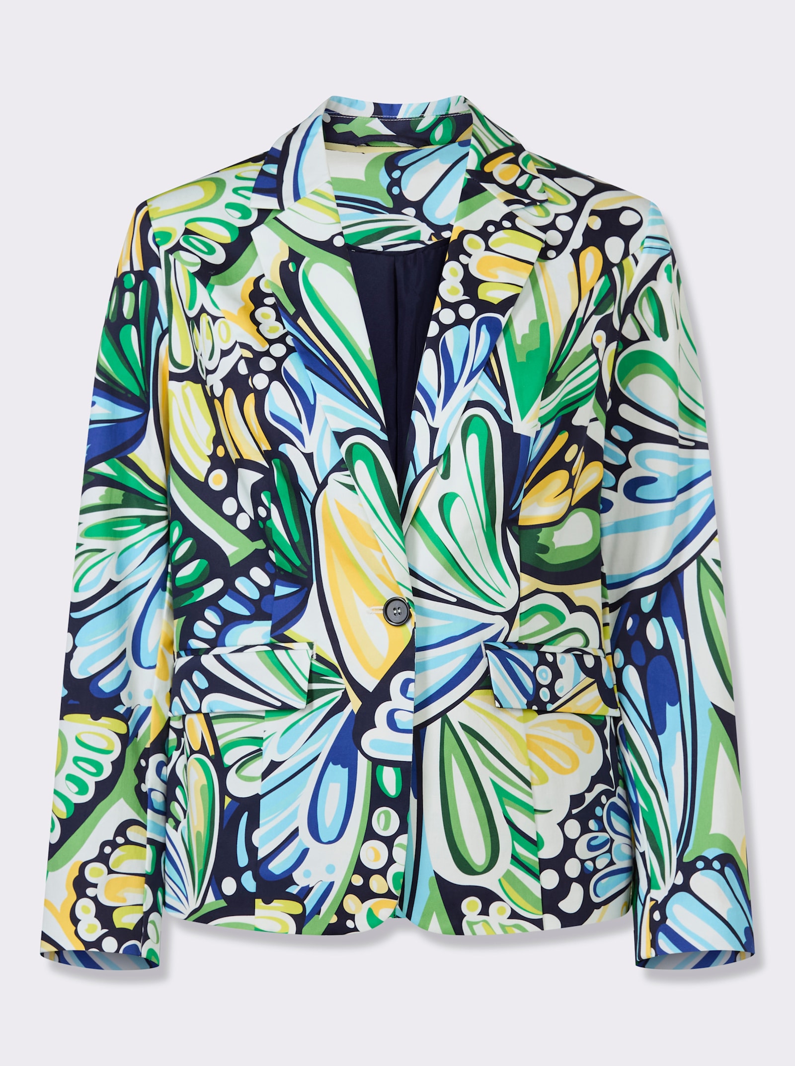 heine Blazer mit Druck-Dessin - grasgrün-ecru-bedruckt