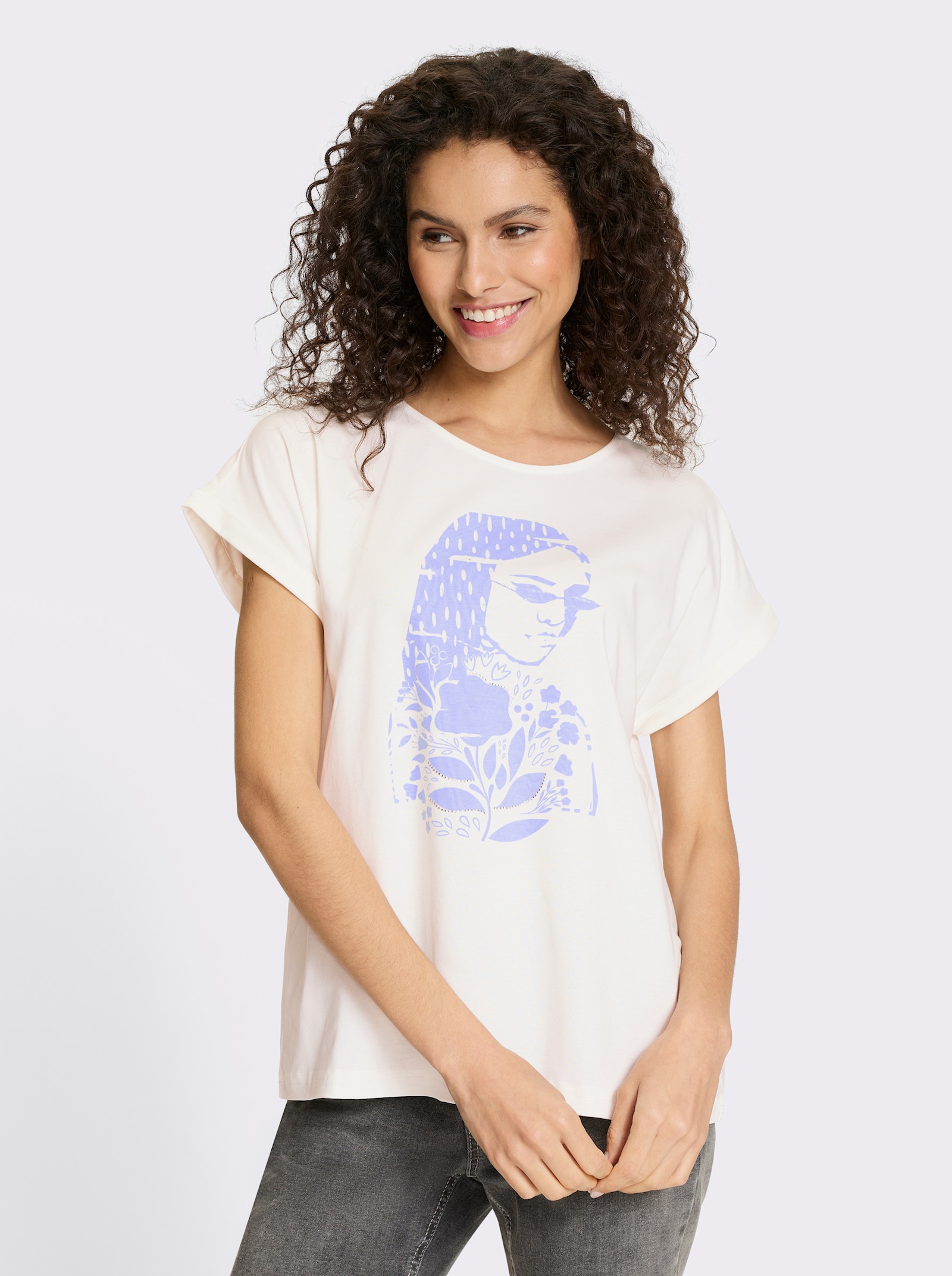 heine Shirt mit Glitzersteinchen - ecru