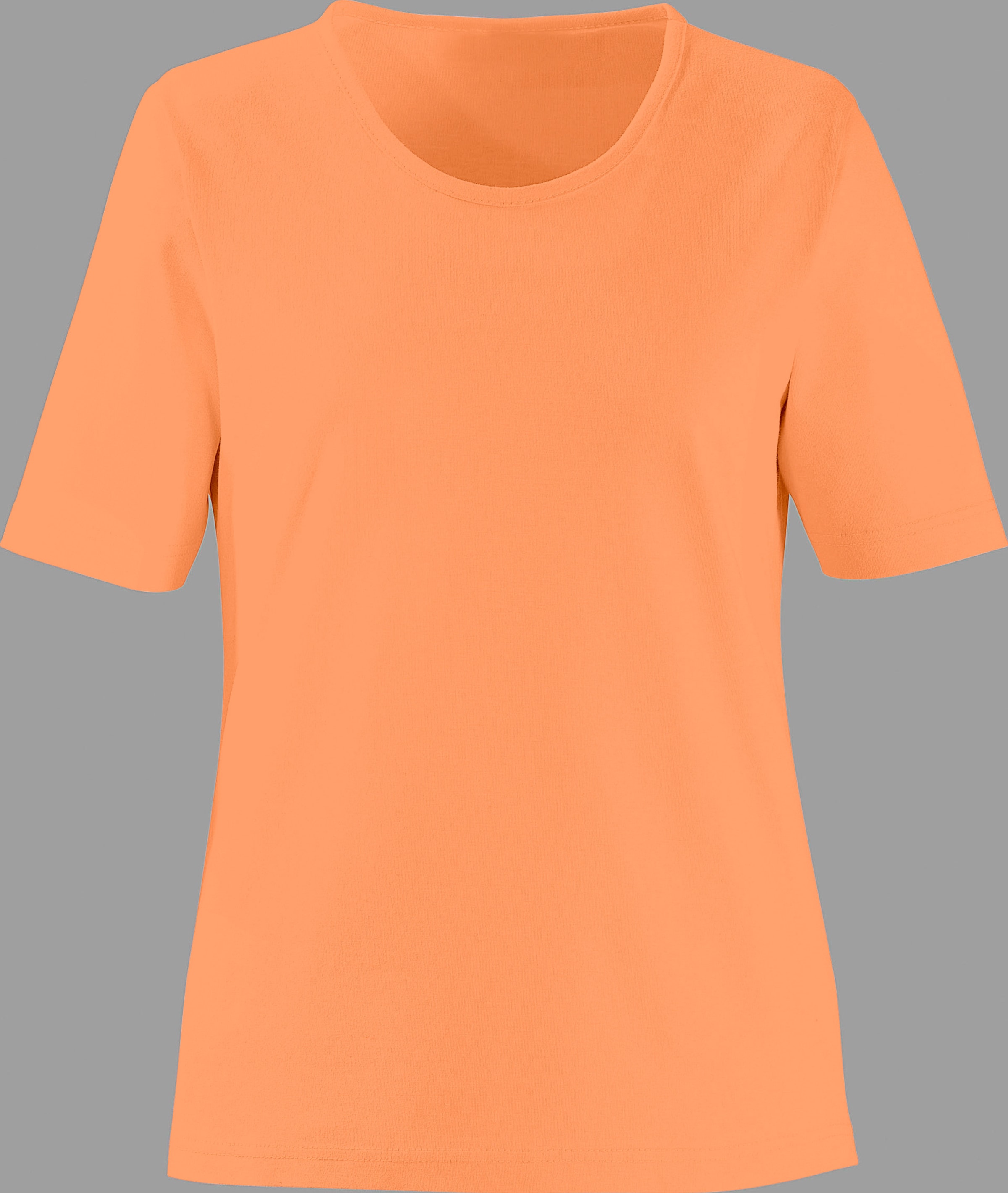 Robe mit günstig Kaufen-Rundhalsshirt in orange von heine. Rundhalsshirt in orange von heine <![CDATA[Shirt mit Rundhals-Ausschnitt – ein echtes Basic für Ihre Garderobe!]]>. 