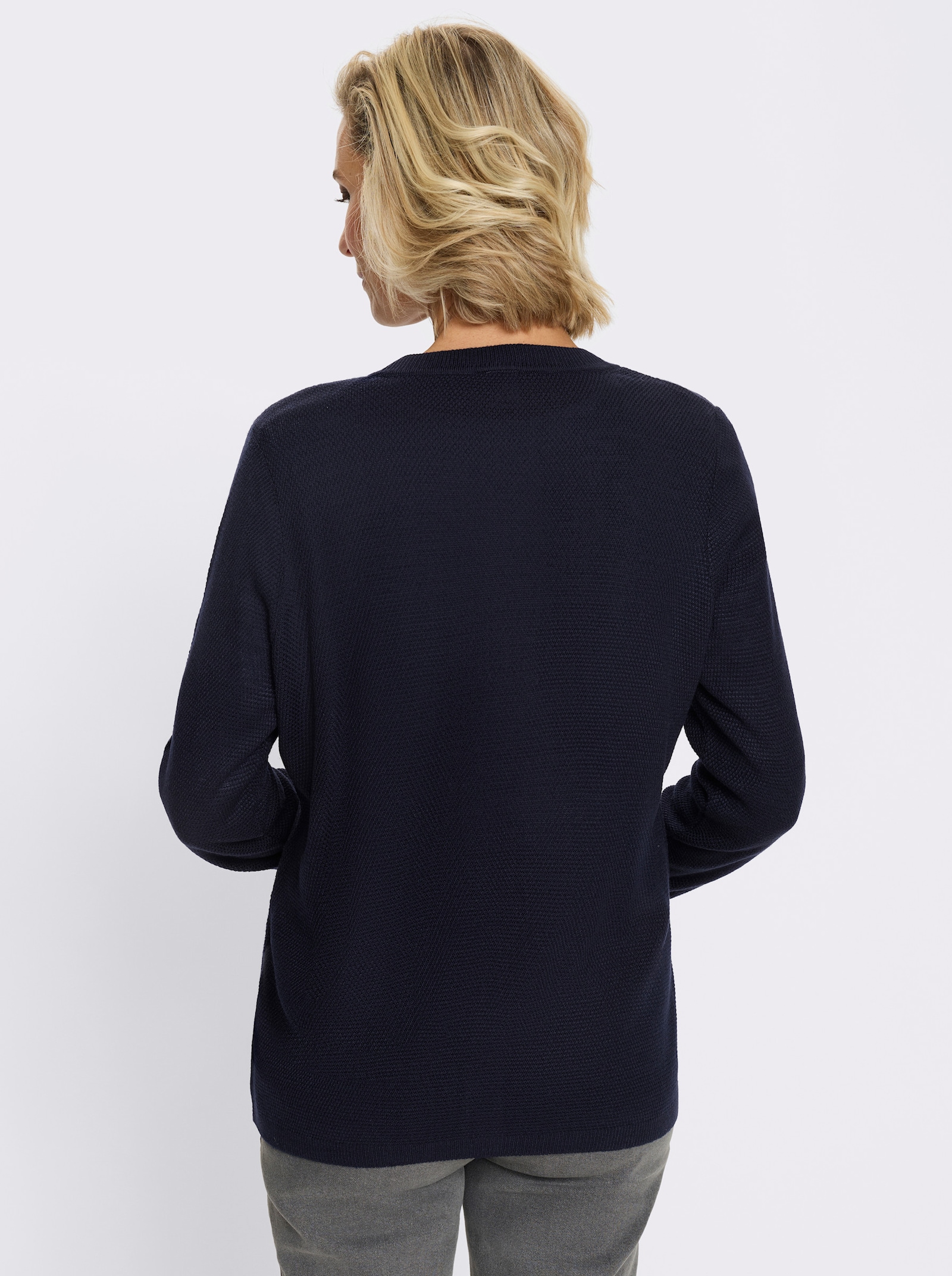 Vest met structuurpatroon - marine