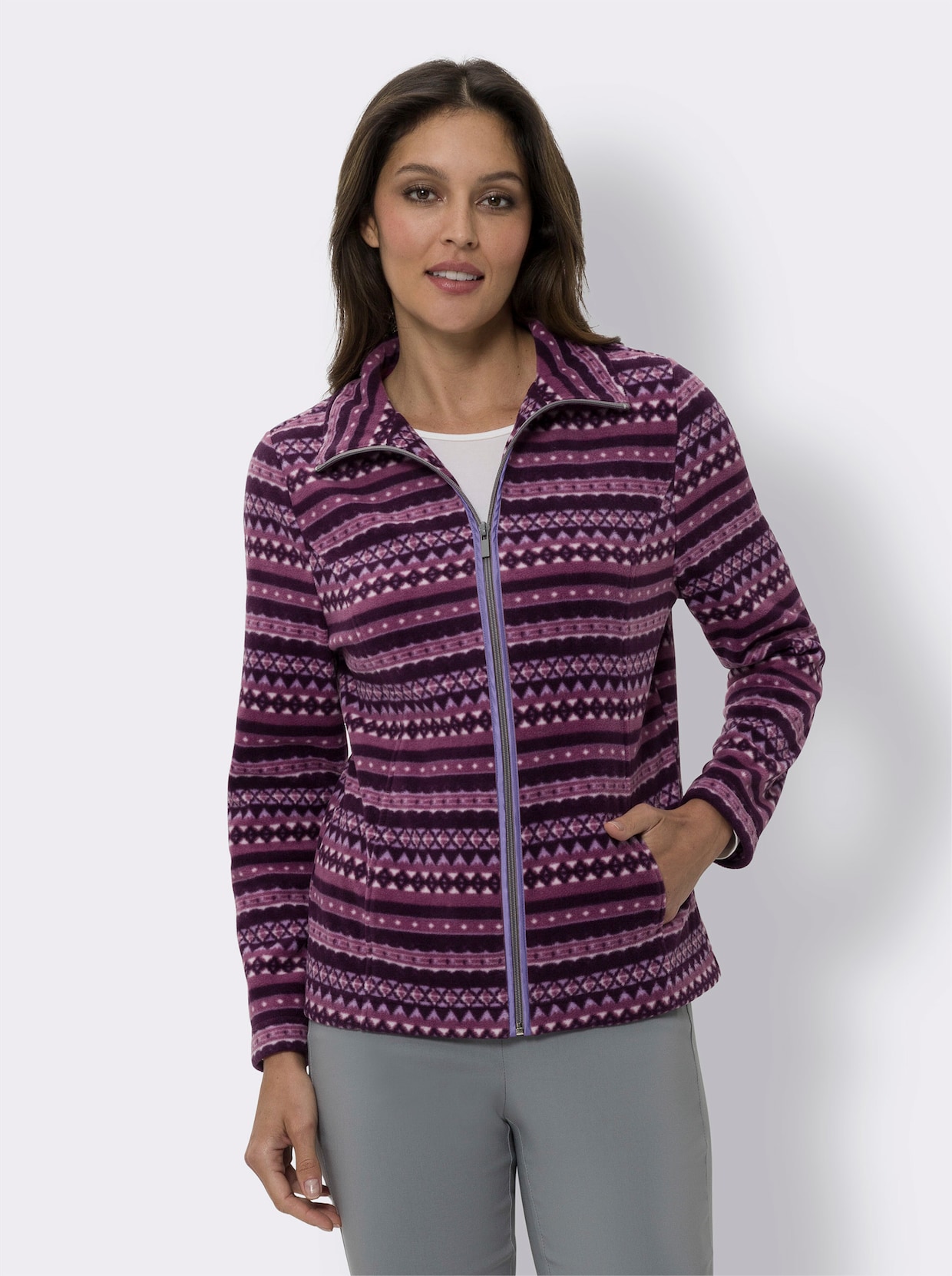 Fleecejacke - violett-traube-bedruckt