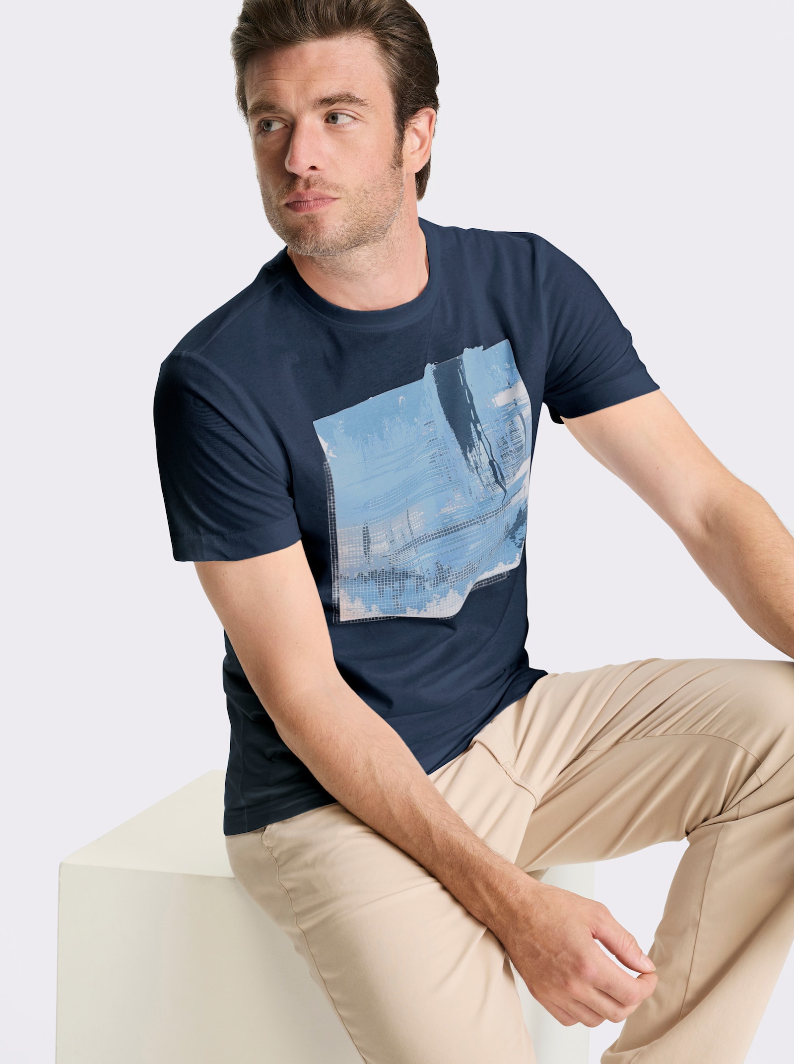Catamaran T-Shirt mit Front-Print - dunkelblau-bedruckt
