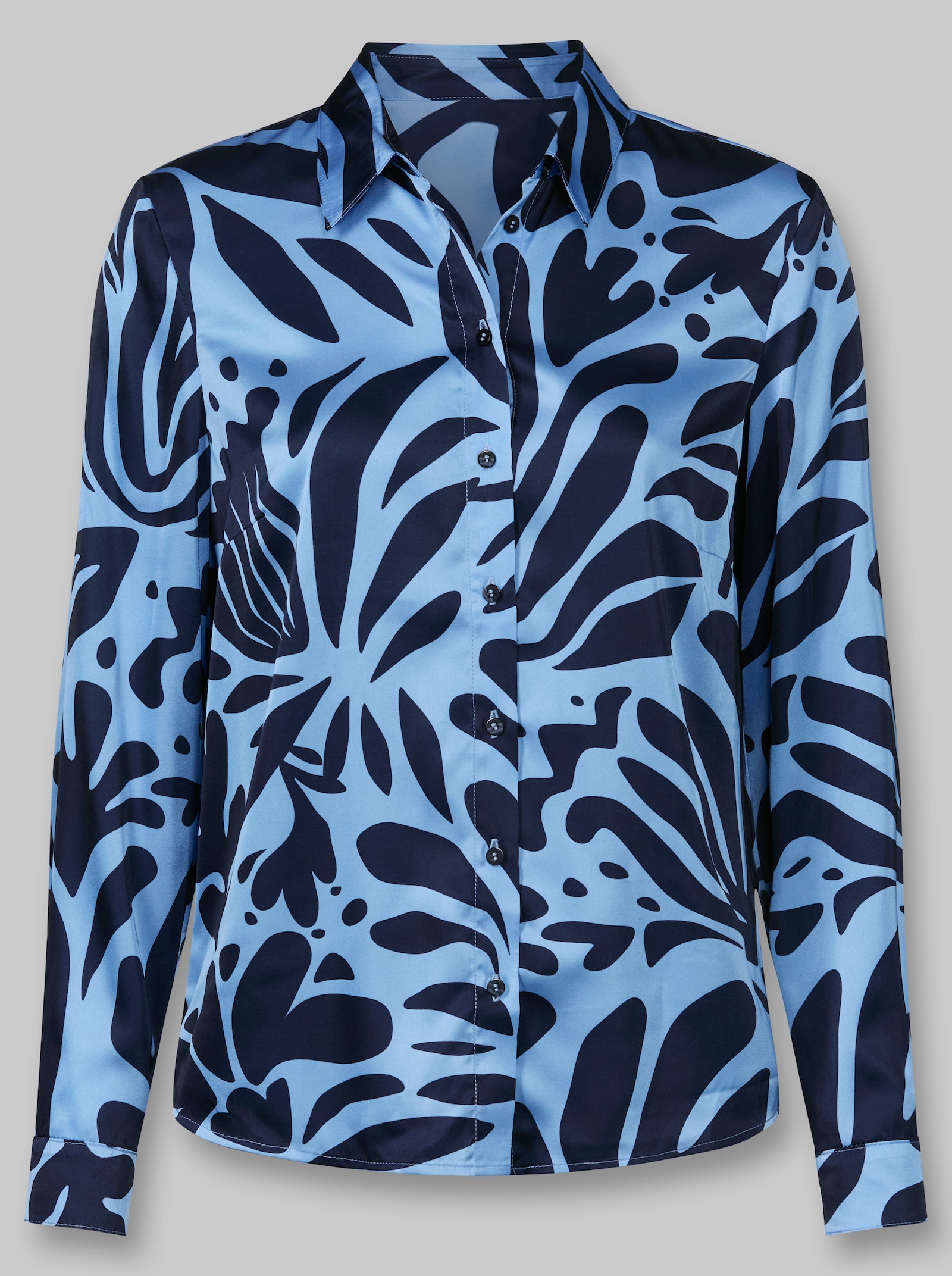 heine Satinbluse im attraktiven Druckmuster - himmelblau-marine-bedruckt