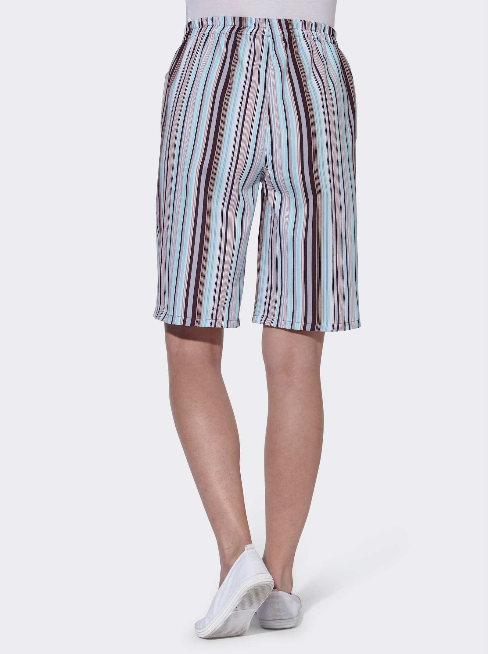 Bermudas mit Rundum-Dehnbund - aqua-gestreift