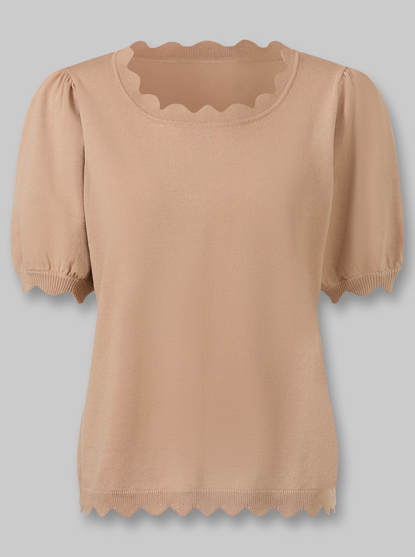 heine Feinstrickpullover mit modischen Puffärmeln - beige