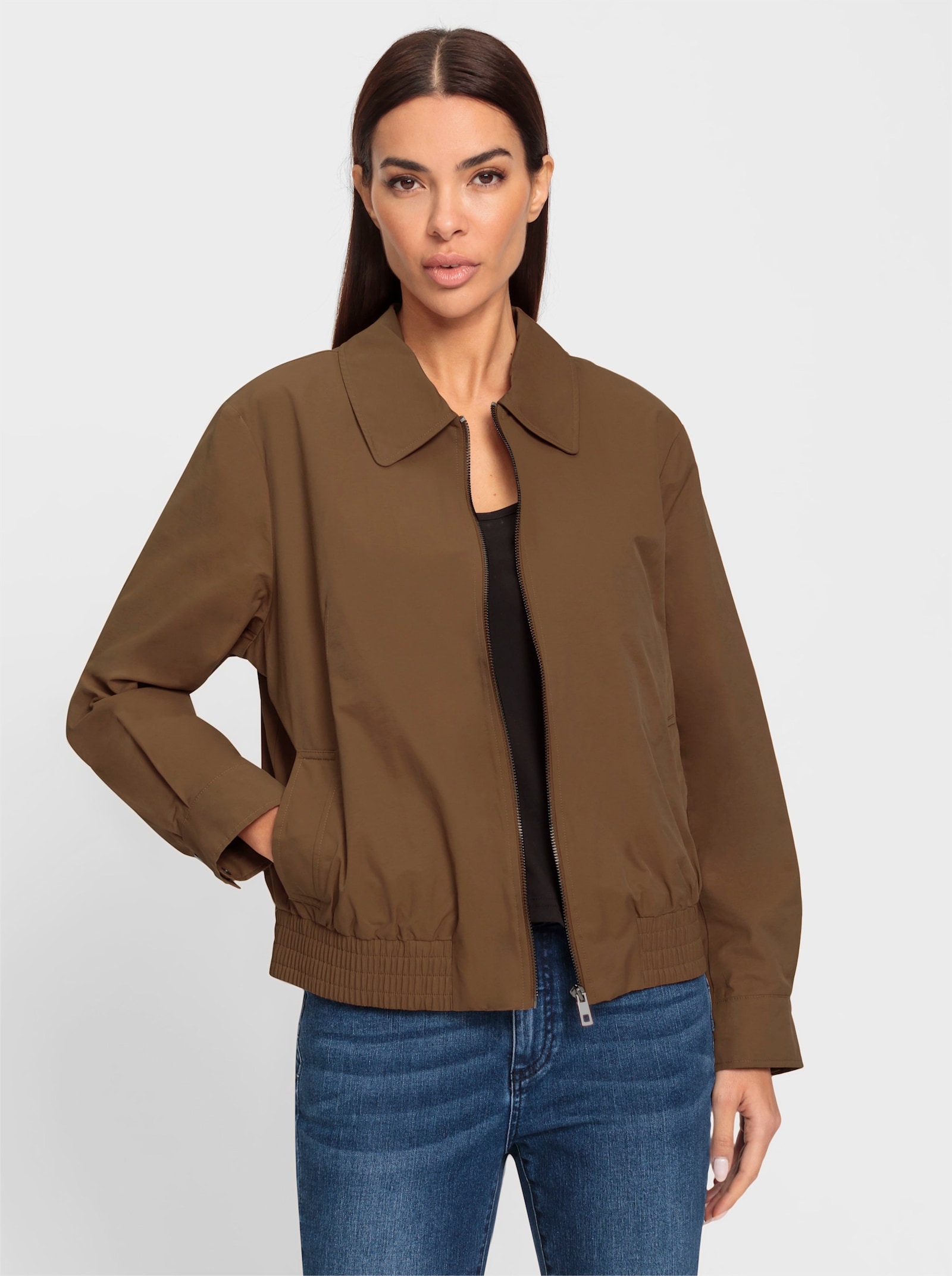 heine Blouson mit Gummizugbund - braun