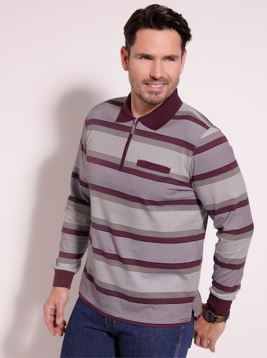 Poloshirt - bordeaux/taupe gestreept