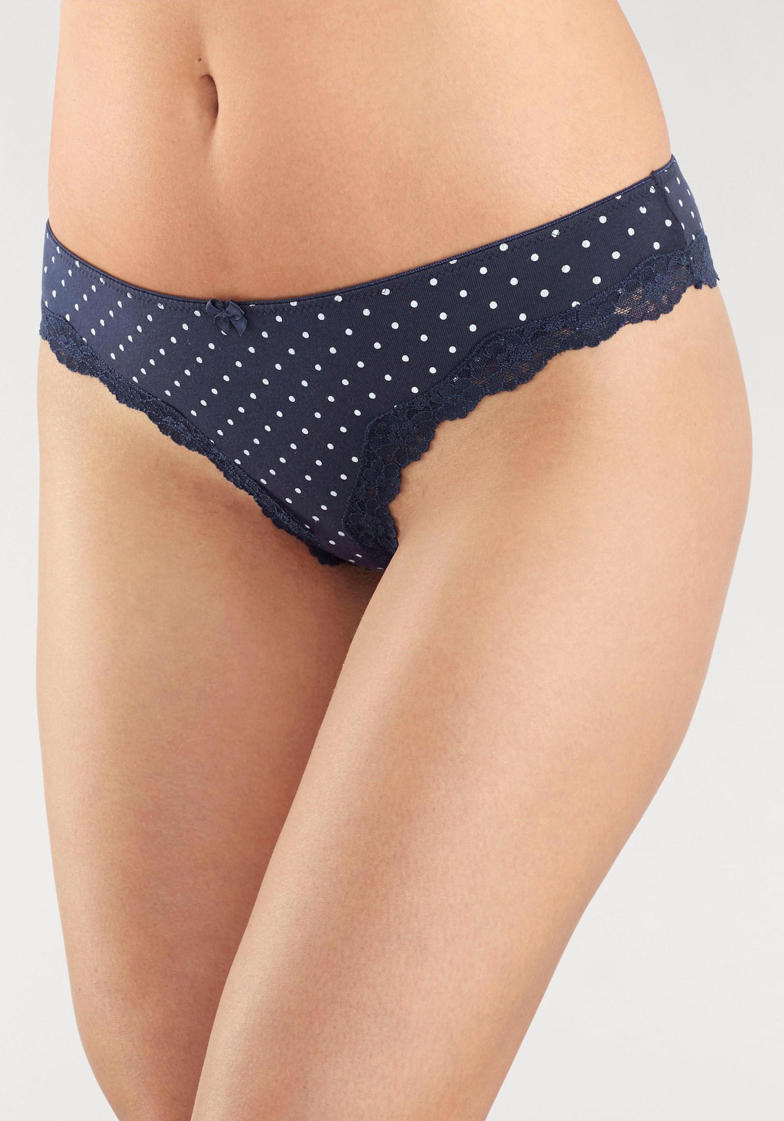 LASCANA Brazilian slip - marine gestippeld, gestreept, effen