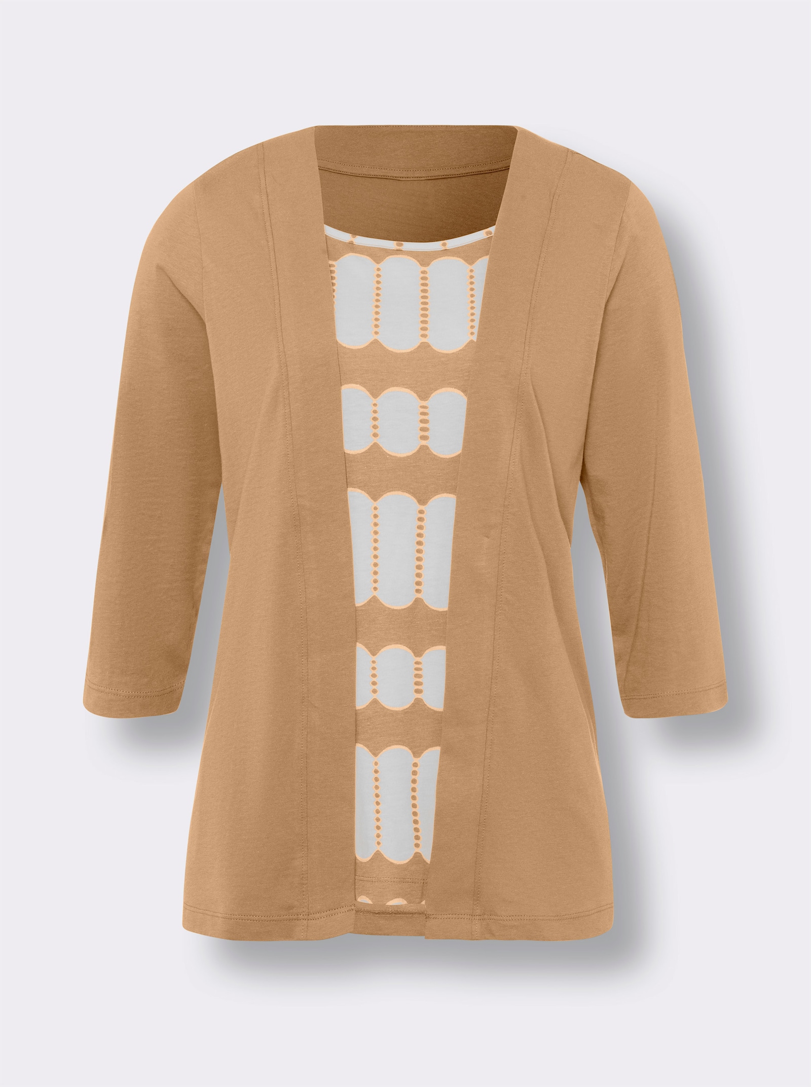 Tričko 2 v 1 s potištěnou vsadkou - velbloudí