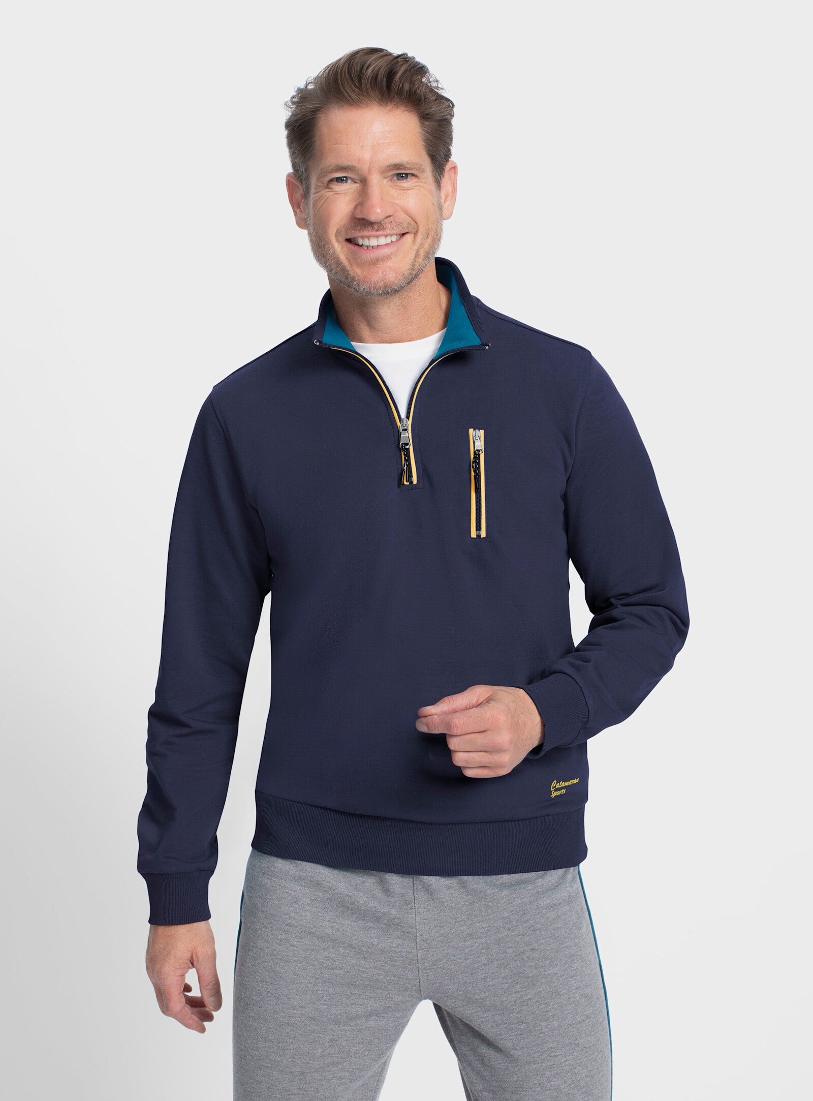 Catamaran Sports Sweatshirt met borstzak met rits - marine